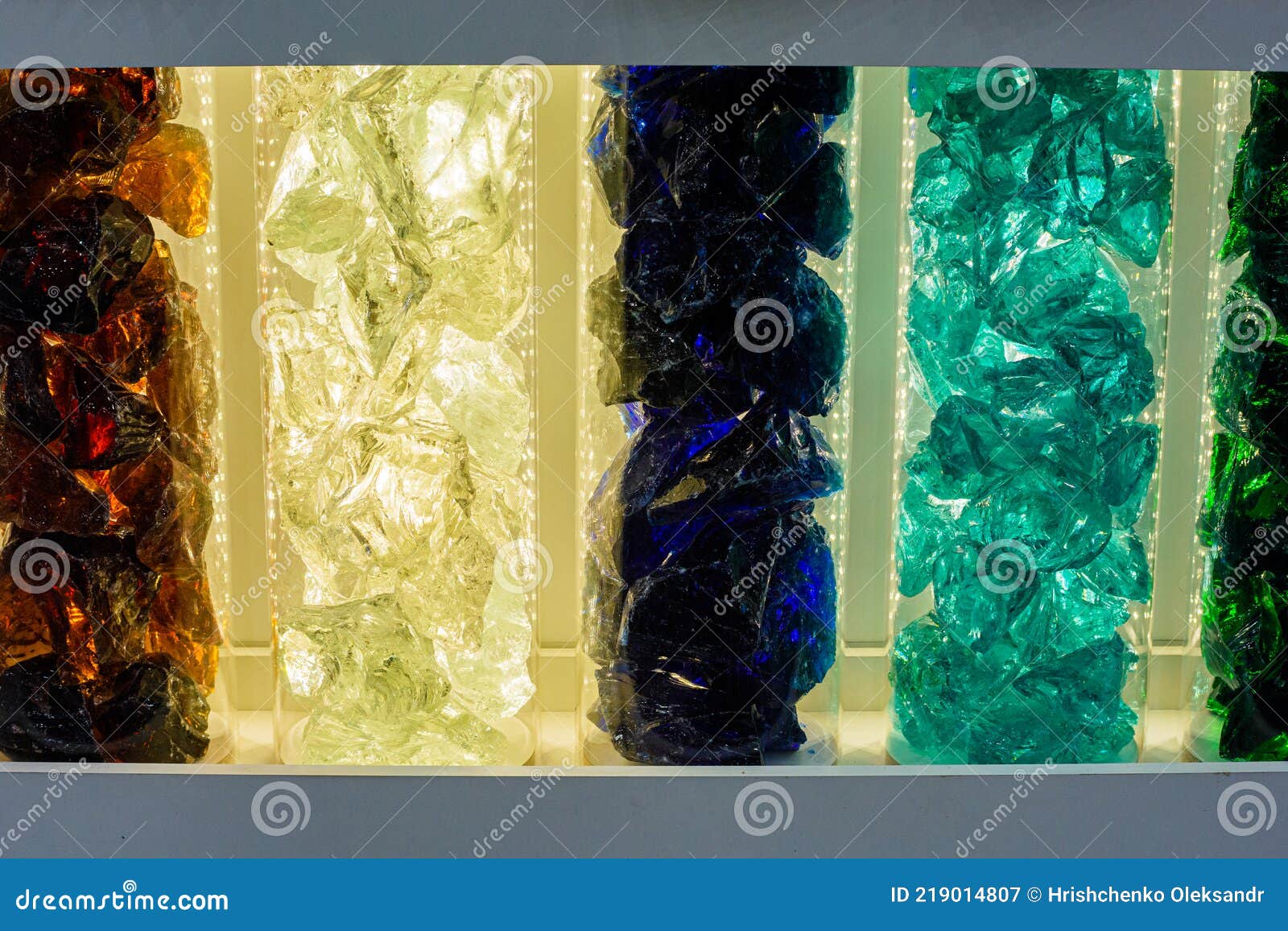 Decorative Glass Stones in a Flask with Backlight Stock Image Image