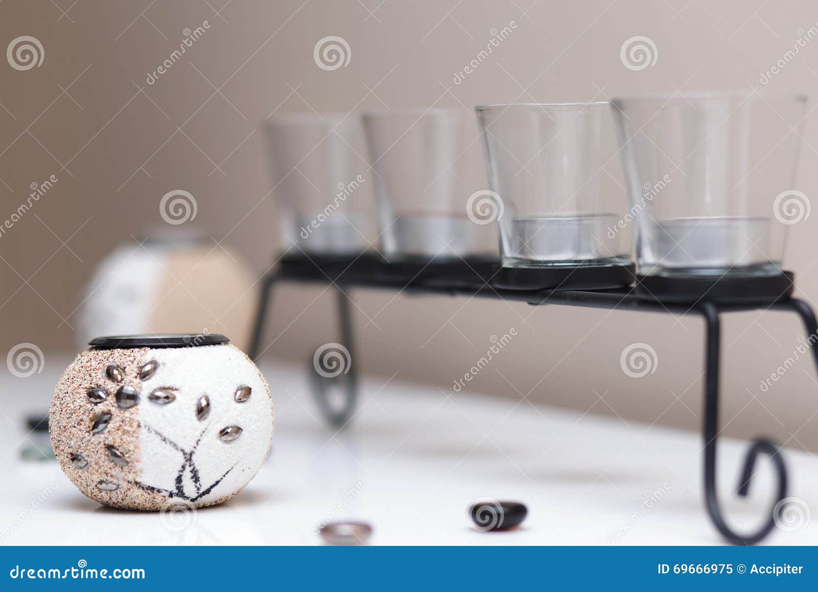 Decorative Glasses on a Black Stand Stock Image Image of object