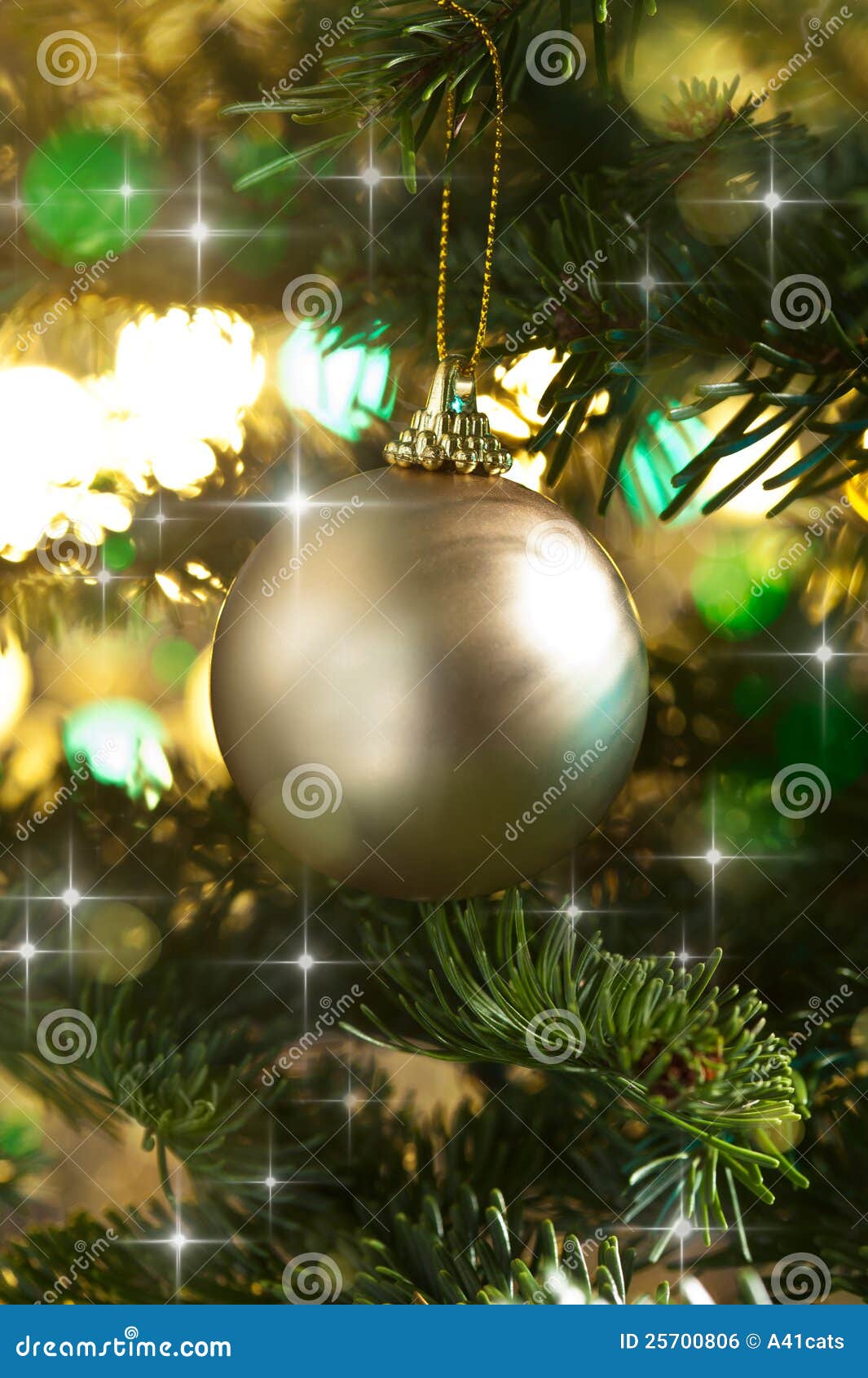 Decorative Gold Christmas Bauble Stock Photo - Image of branches, xmas ...