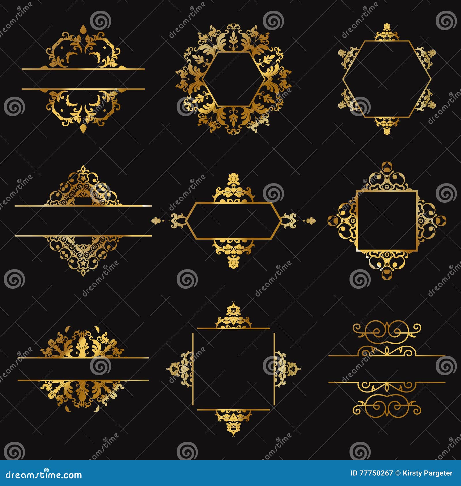Decorative Gold Design Elements Stock Vector Illustration of golden