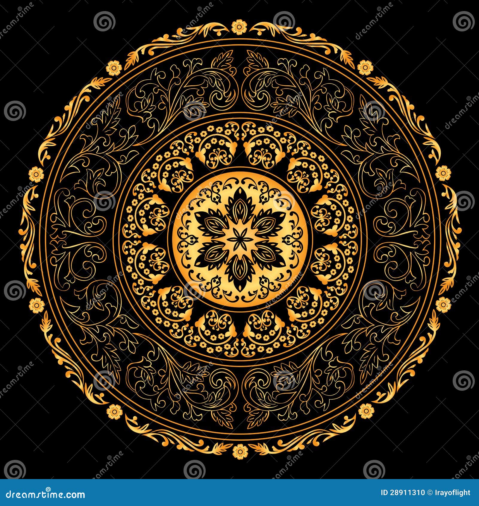 Decorative Gold Frame with Vintage Round Patterns Stock Vector