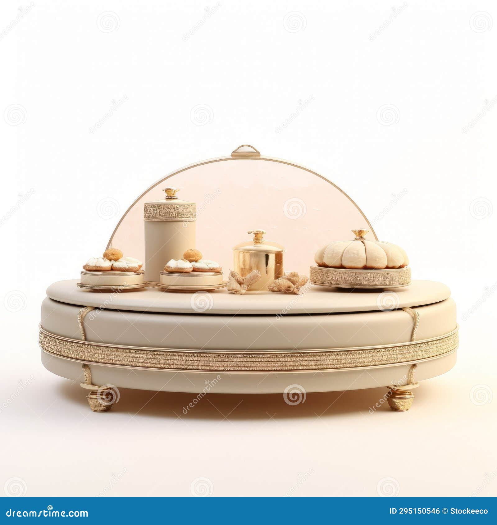 decorative gold platter box 3d model for buffet render