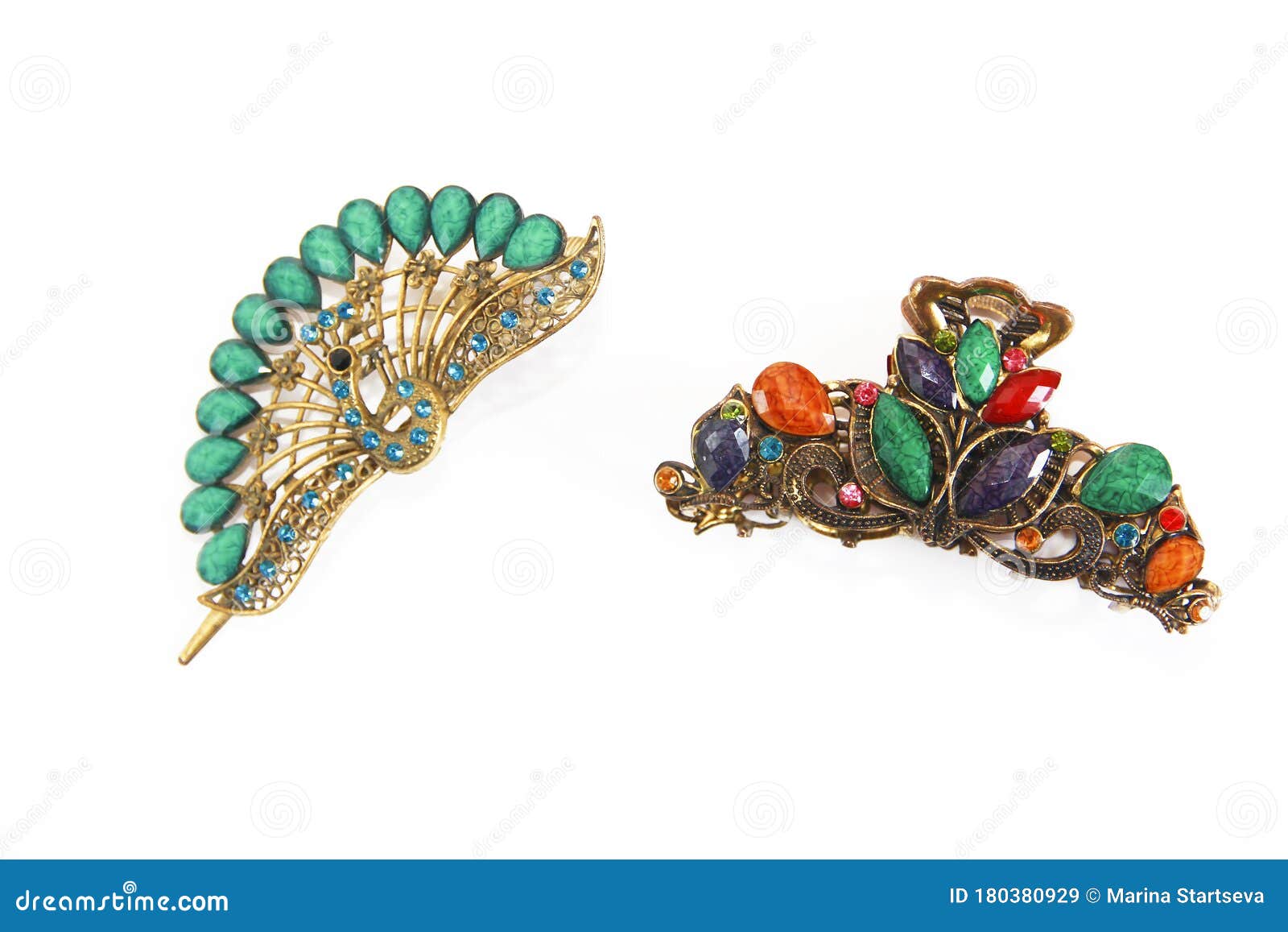 Decorative Hair Clip with a Design of Multicolored Stones Stock Image
