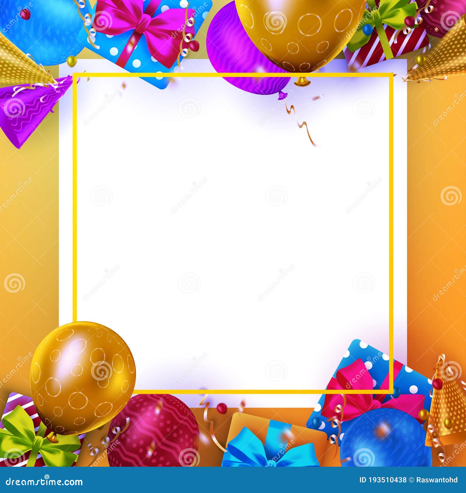 Decorative Happy Birthday Invitation Background with Realistic Balloons  Stock Vector - Illustration of abstract, celebration: 193510438