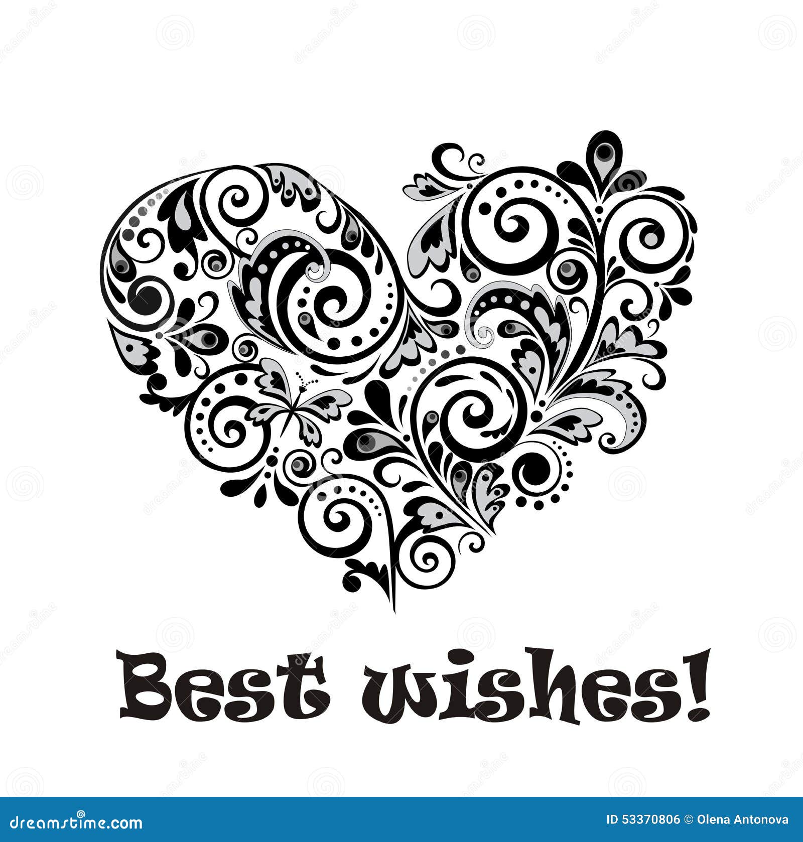 Decorative Heart Shape (black and White) Stock Vector Illustration of