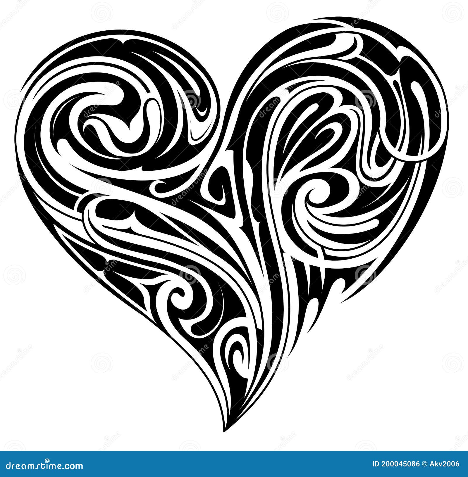 Tribal Heart Shape Tattoo Design Stock Vector Illustration Of Isolated Artistic 200045086
