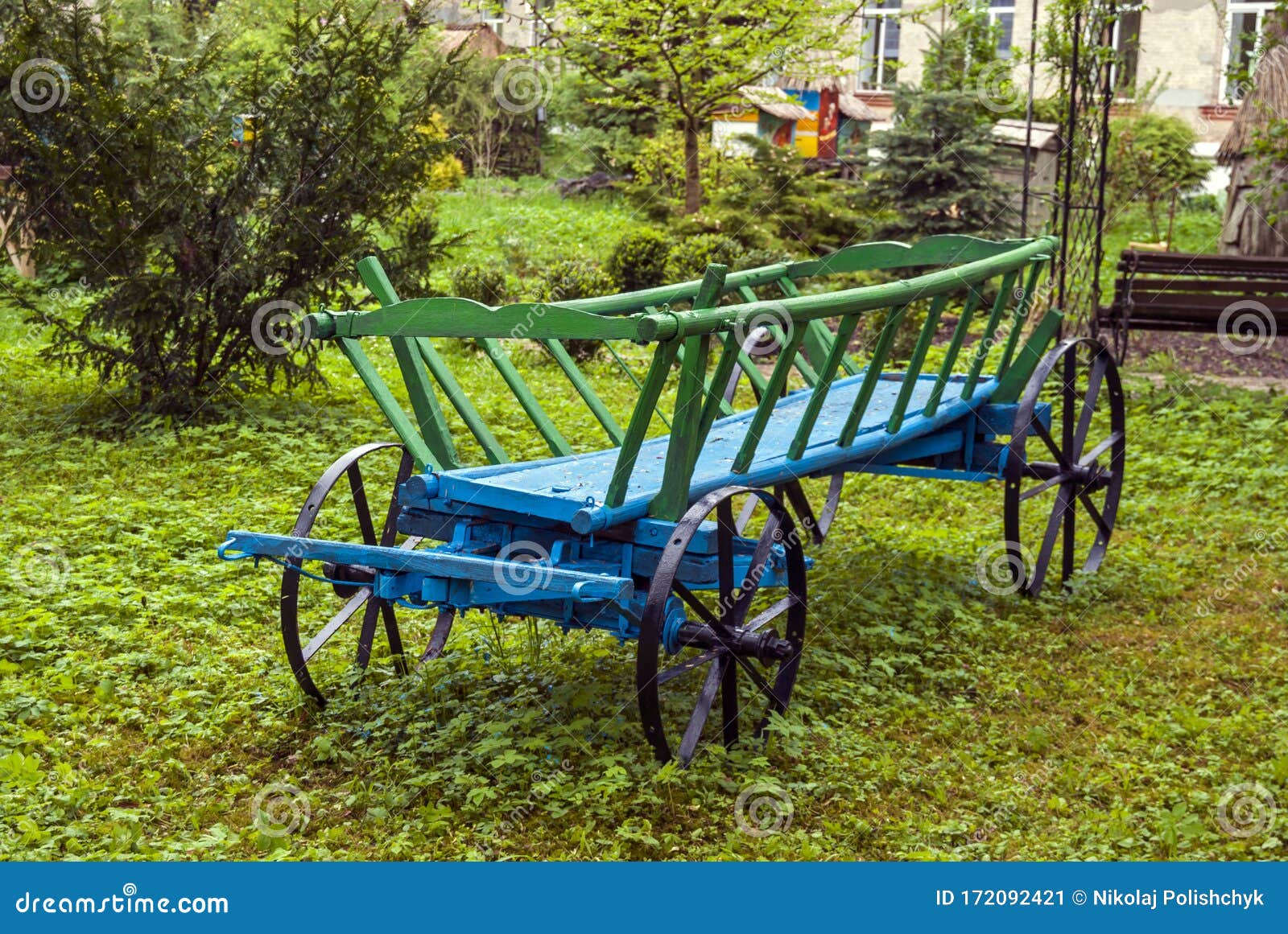 Decorative Horse Carriage for Garden Design Stock Image Image of greenery, landscape 172092421