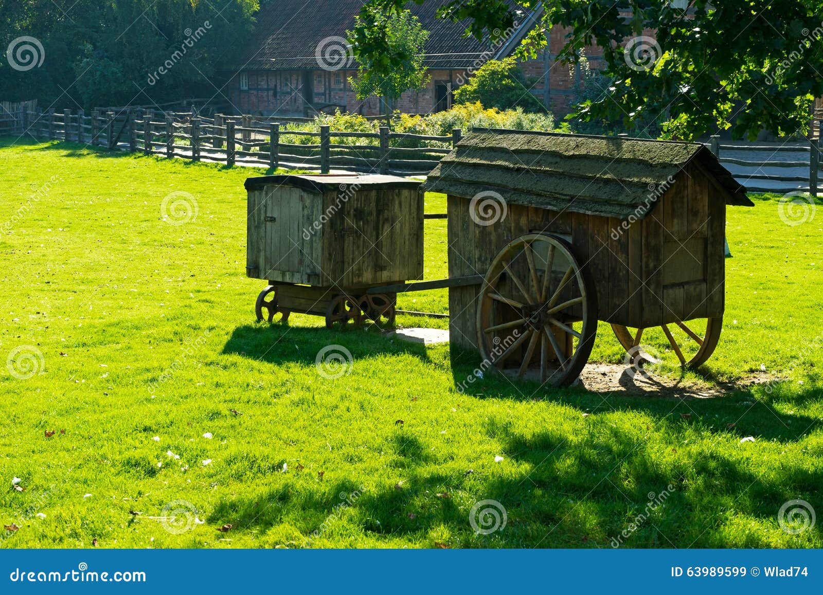 Decorative House on Wheels on the Farmyard Stock Image Image of green