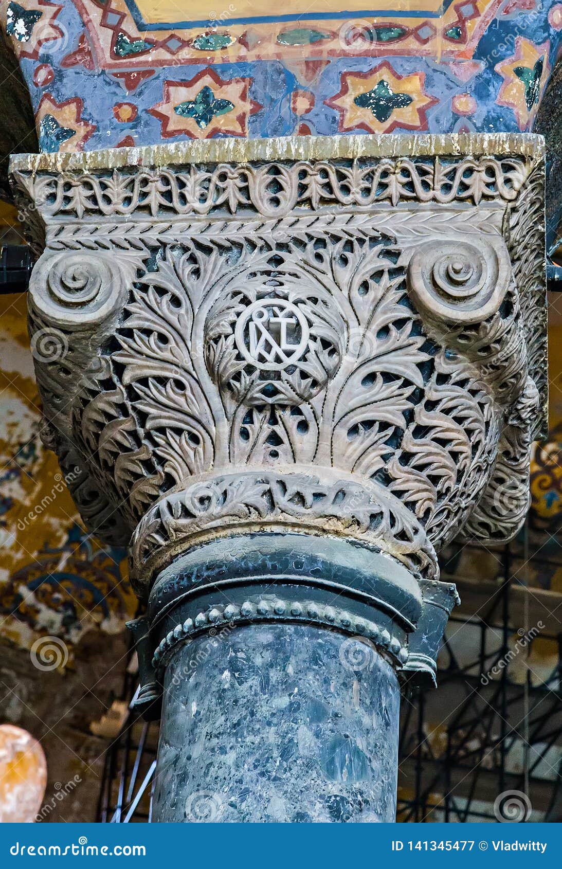 Decorative Interior Column Of Hagia Sophia Museum Stock