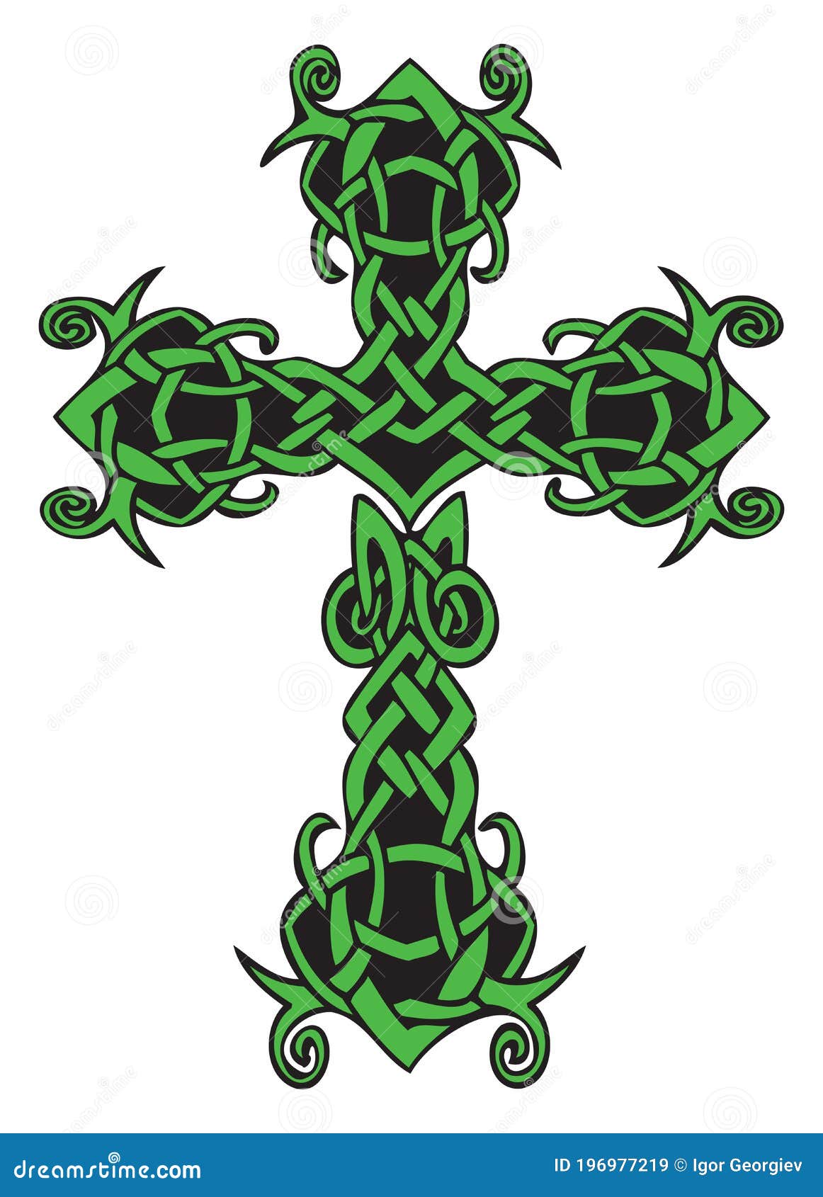 Decorative Irish Celtic Knot Cross Tattoo Flash Stock Vector - Illustration  of patrick, banner: 196977219