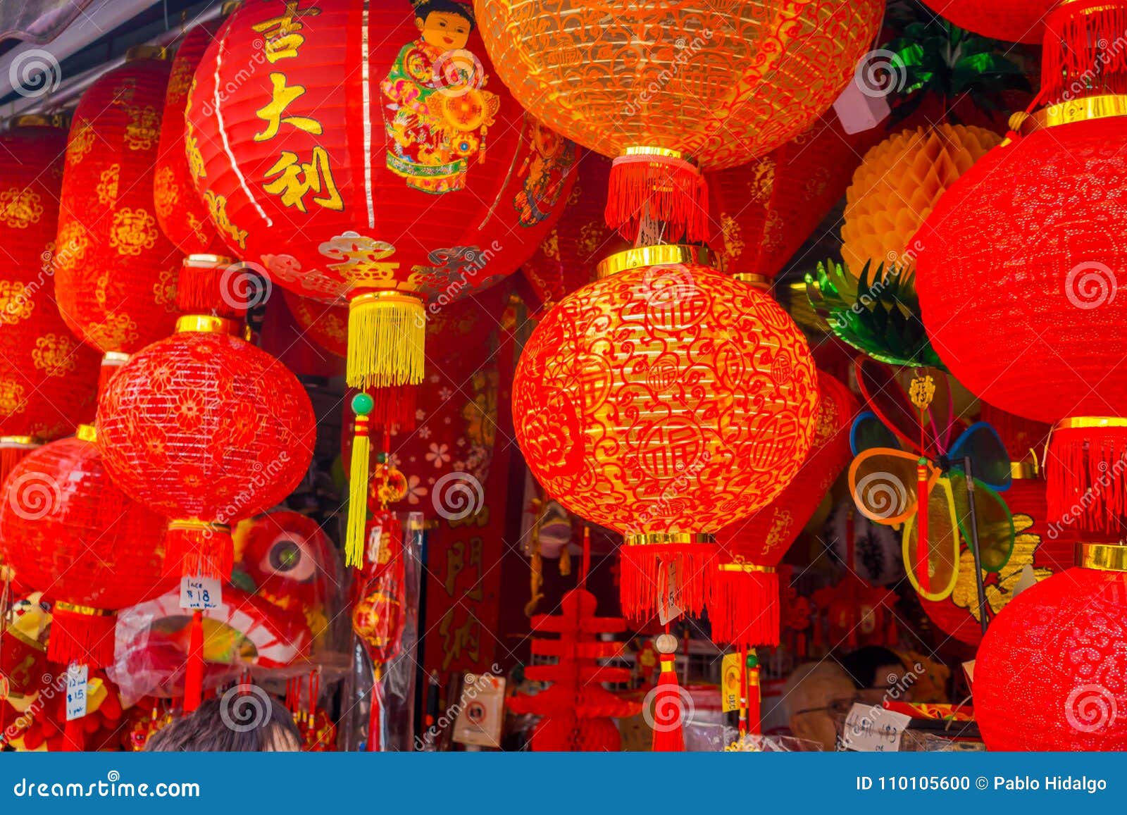 decorative lanterns scattered around chinatown, singapore. china`s new year. year of the dog. photos taken in china town