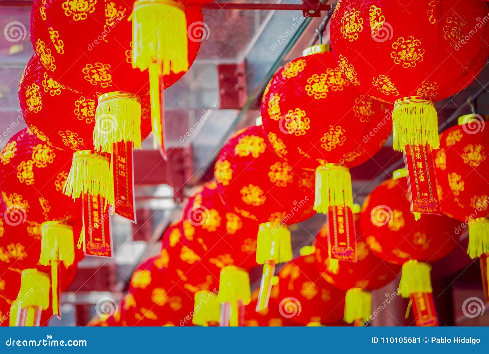 decorative lanterns scattered around chinatown, singapore. china`s new year. year of the dog. photos taken in china town