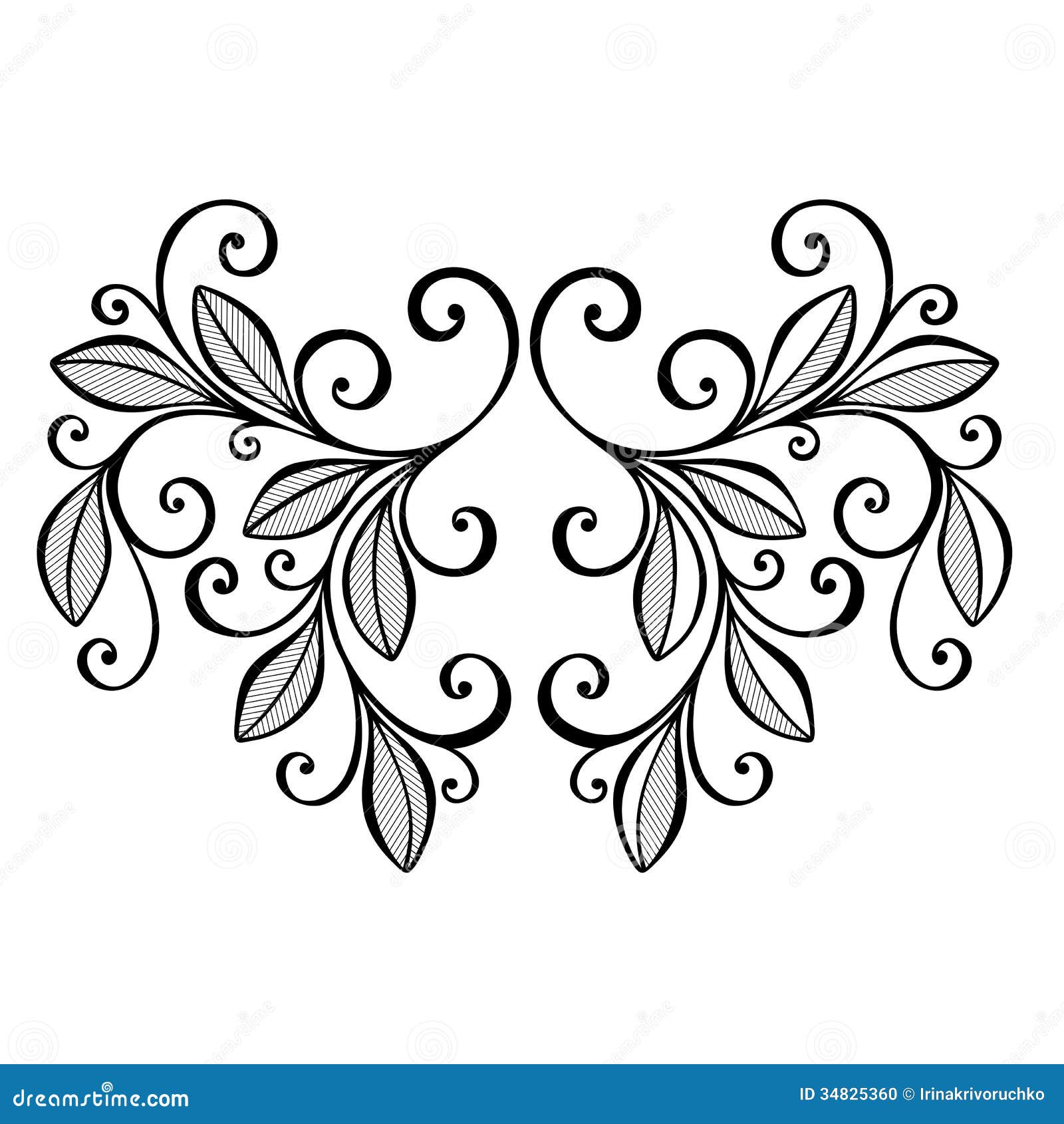 Decorative Leaf With Ornament Stock Vector Illustration 