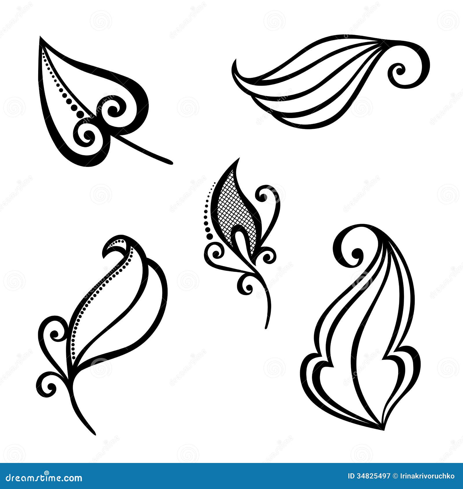Decorative Leaf With Ornament Stock Vector Illustration 