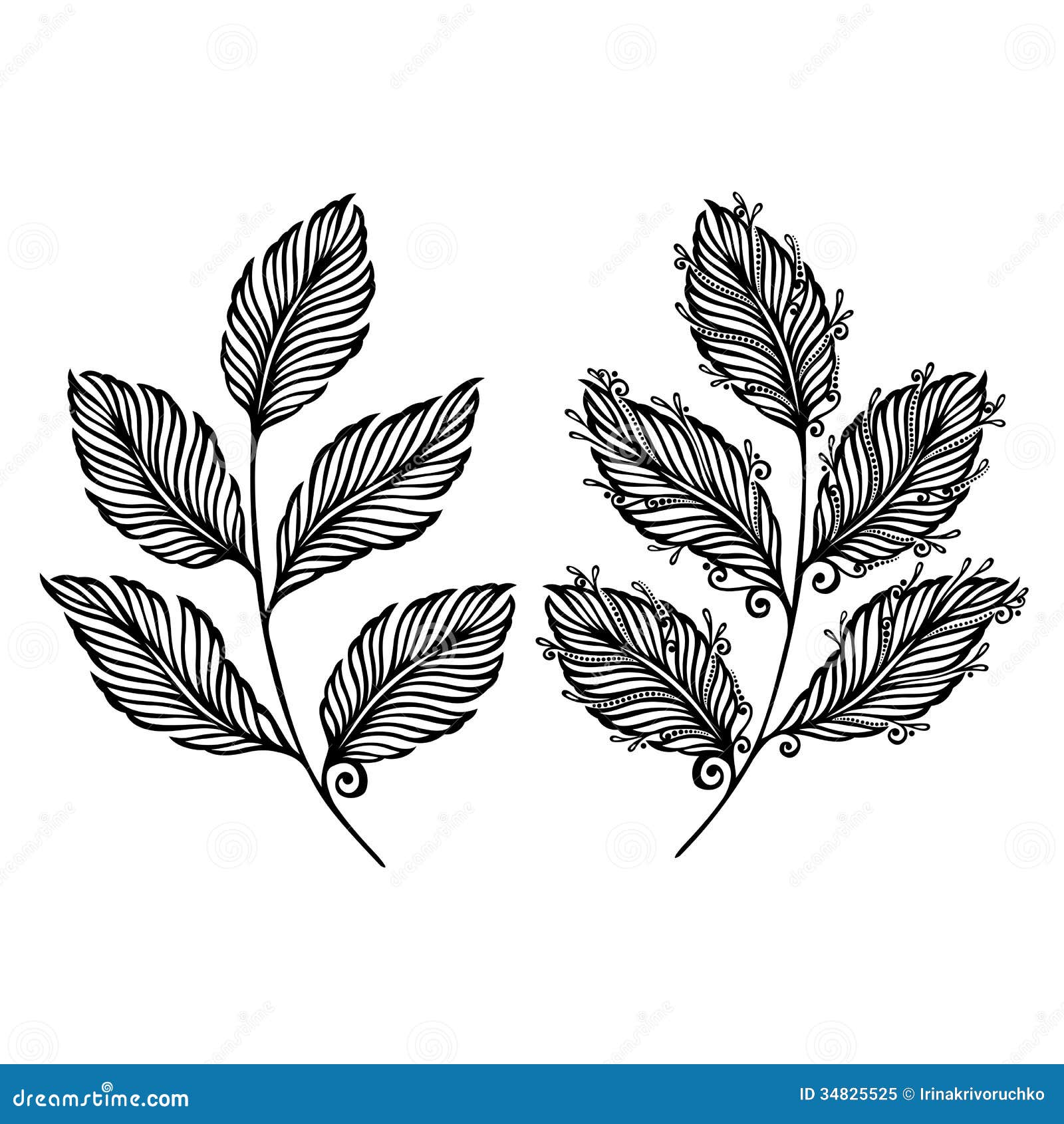 Decorative Leaf With Ornament Stock Vector Illustration 