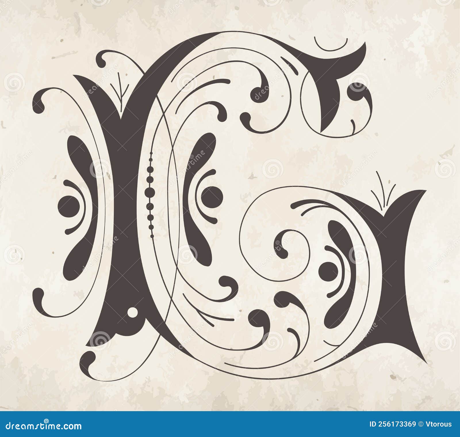 Decorative letter G stock vector. Illustration of lettering 256173369