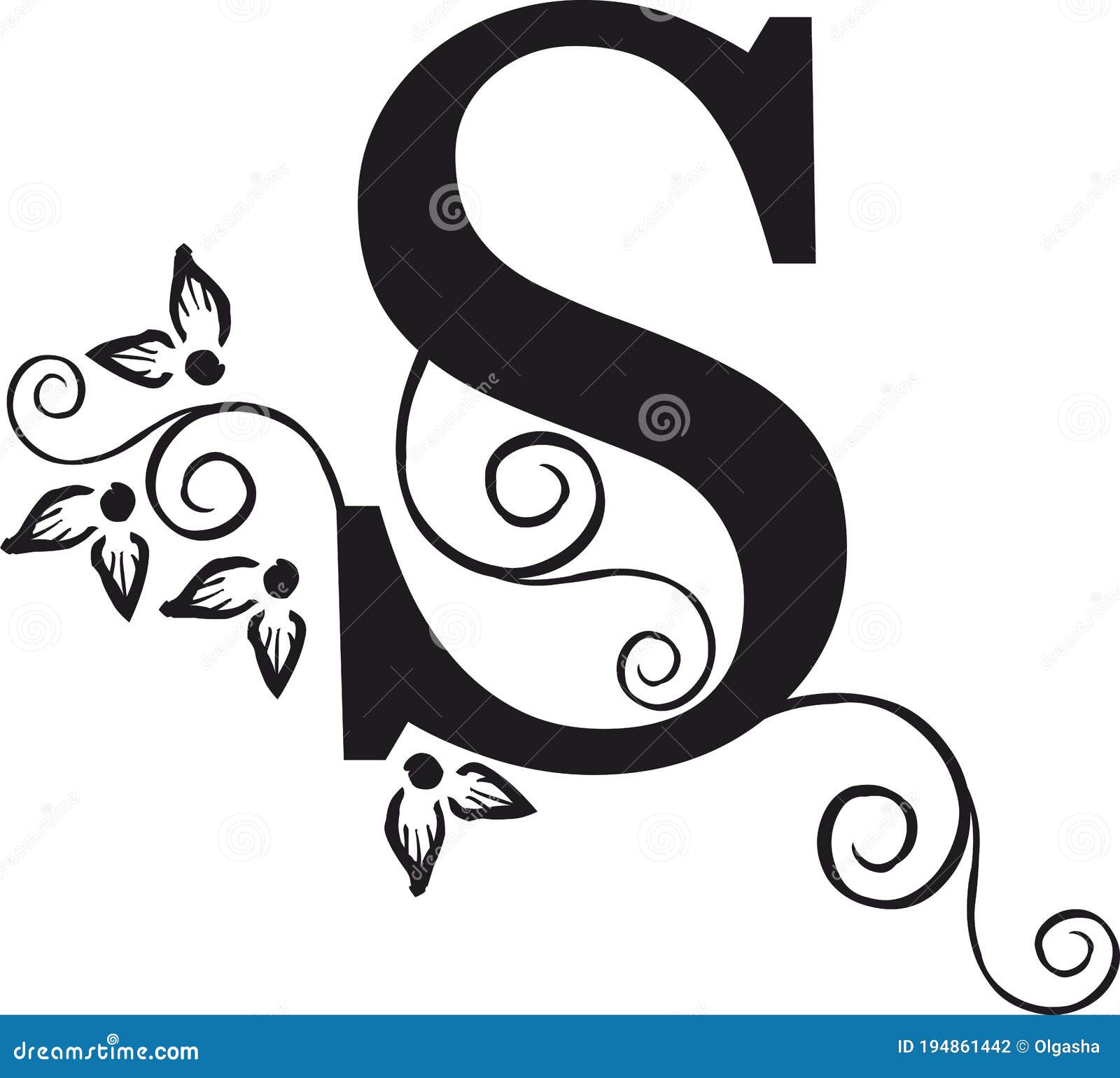 Decorative letter S stock vector. Illustration of alphabet 194861442