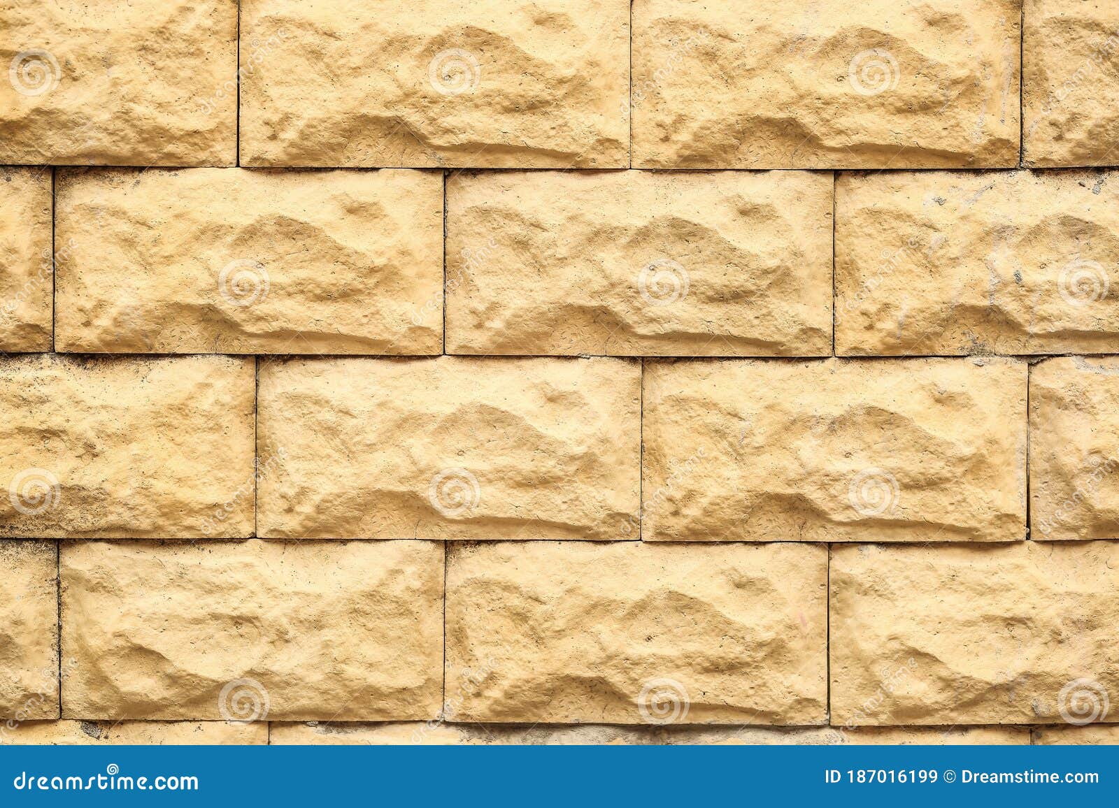 Decorative Light Yellow Brick Wall, Plaster Light Background Stock