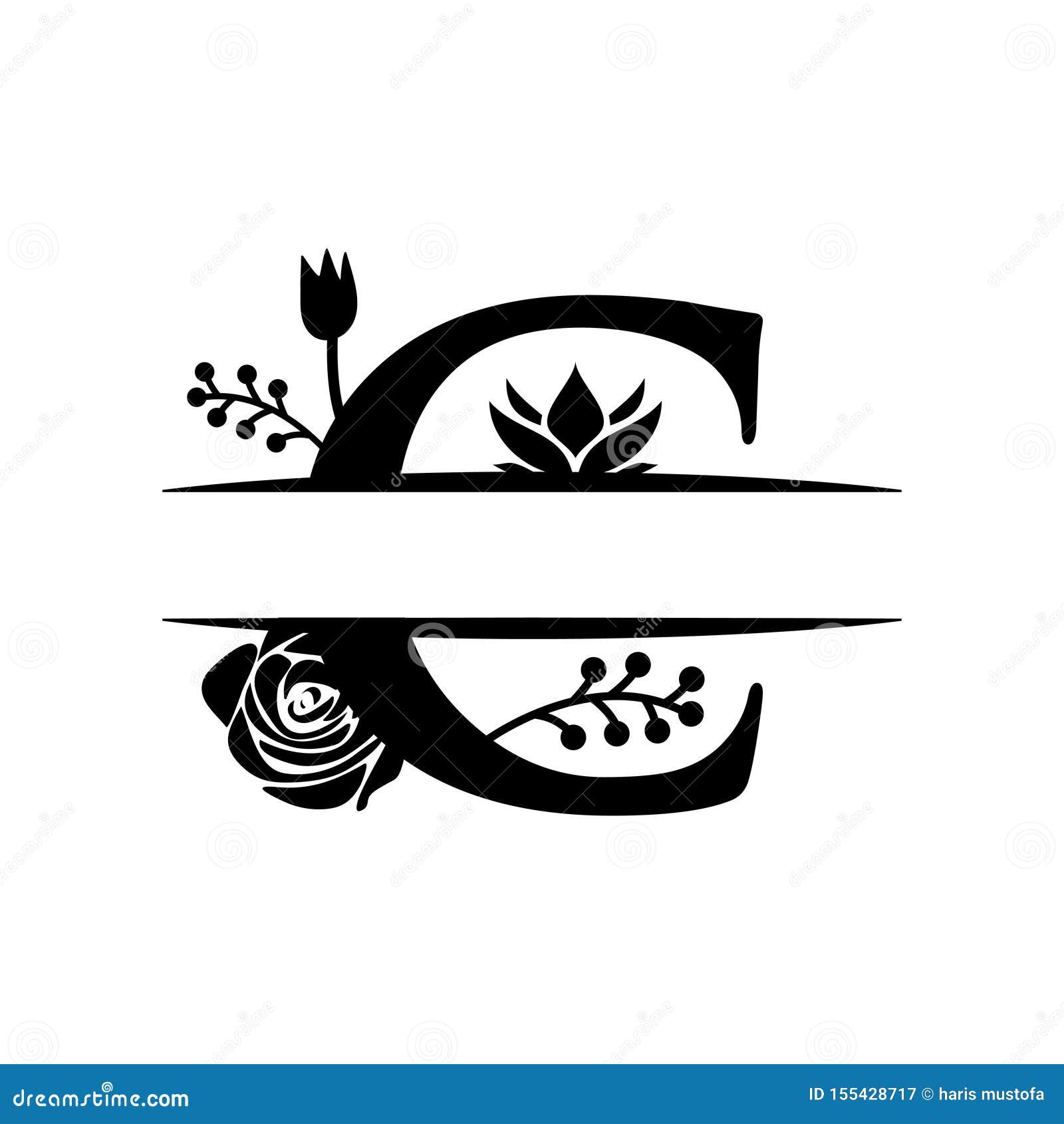 Decorative Monogram Split Letter Graphic Design Template Isolated Stock