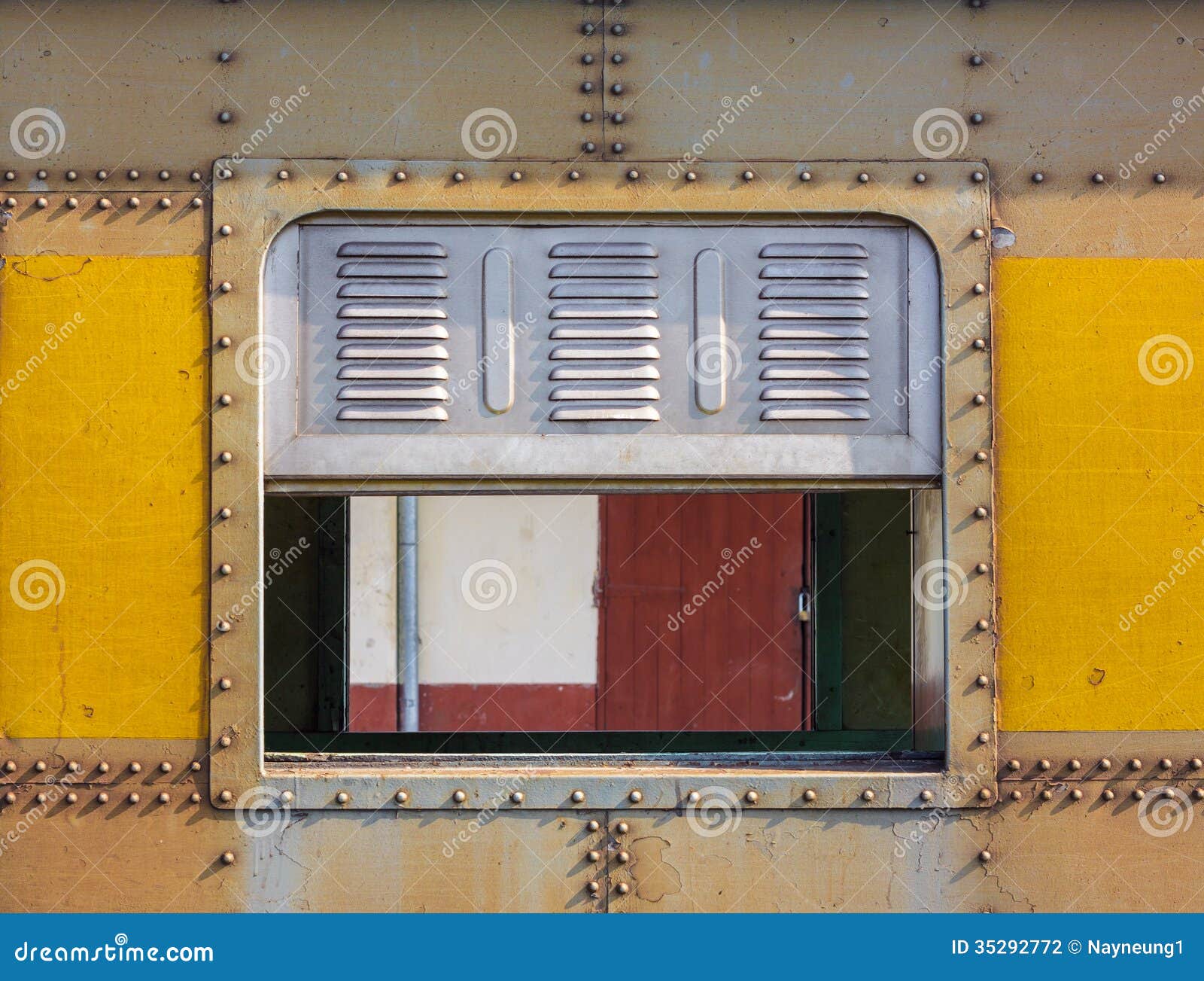 Decorative Old Metal Window with Old Train Stock Photo Image of