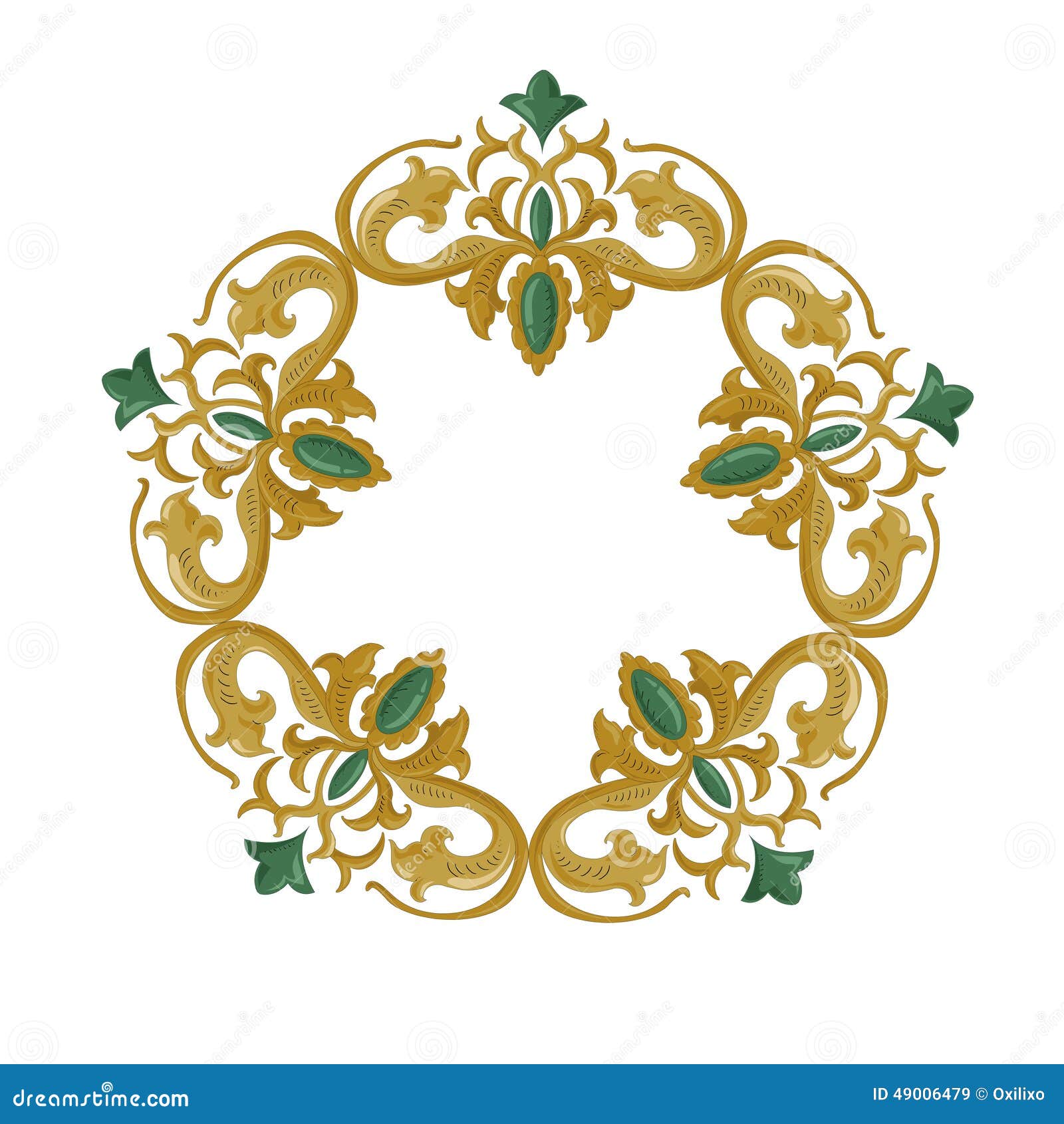 Decorative Ornament with Traditional Medieval Elements on Isolated