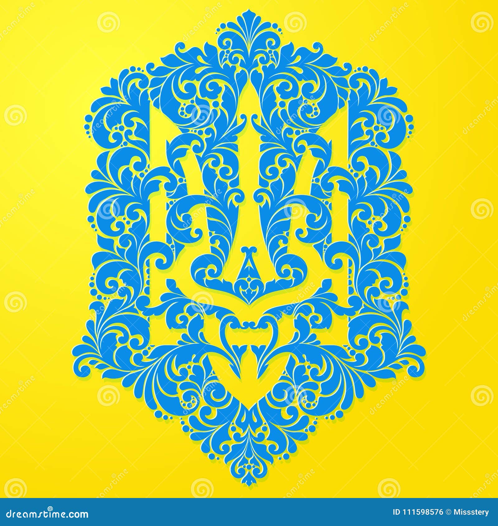 decorative ornamental national  emblem coat of arms ukraine ethnic ukrainian pattern trident.