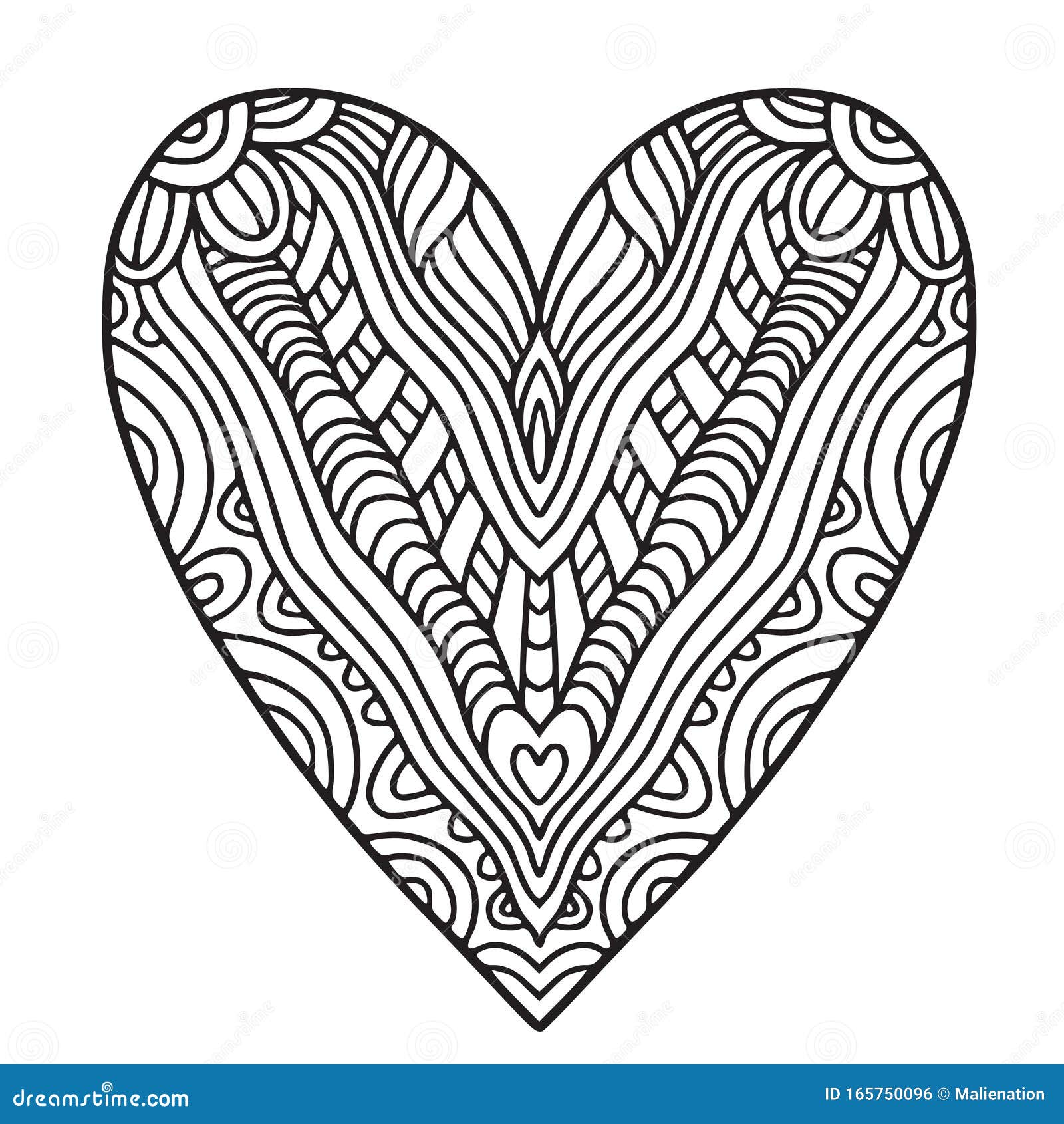 Decorative Ornate Heart. Coloring Book Page Stock Vector - Decorative Ornate Heart. Coloring Book Page Stock Vector