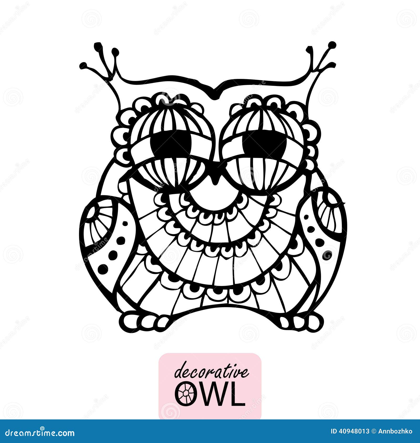 Decorative owl stock vector. Illustration of bird, artistic 40948013