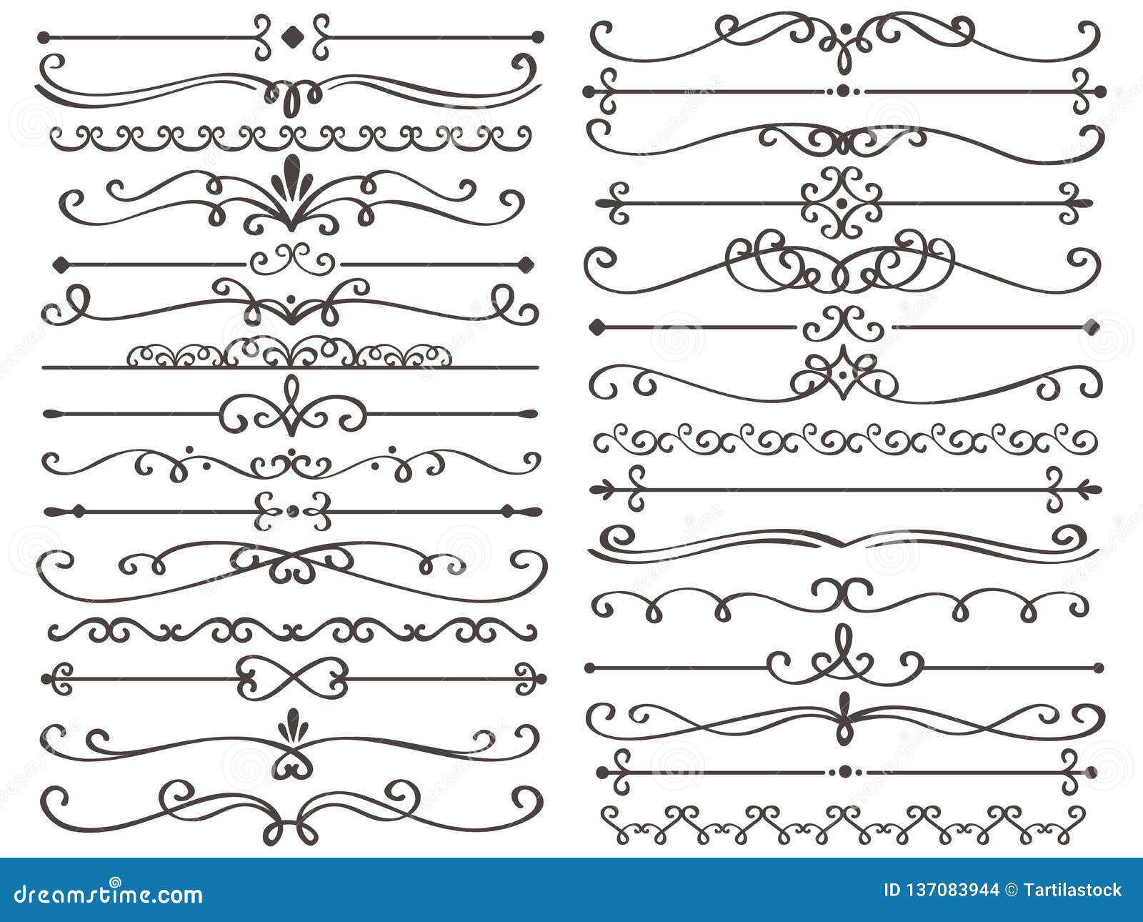 decorative page divider. vintage decor lines, luxury wedding frame line and ornate swirl dividers   set