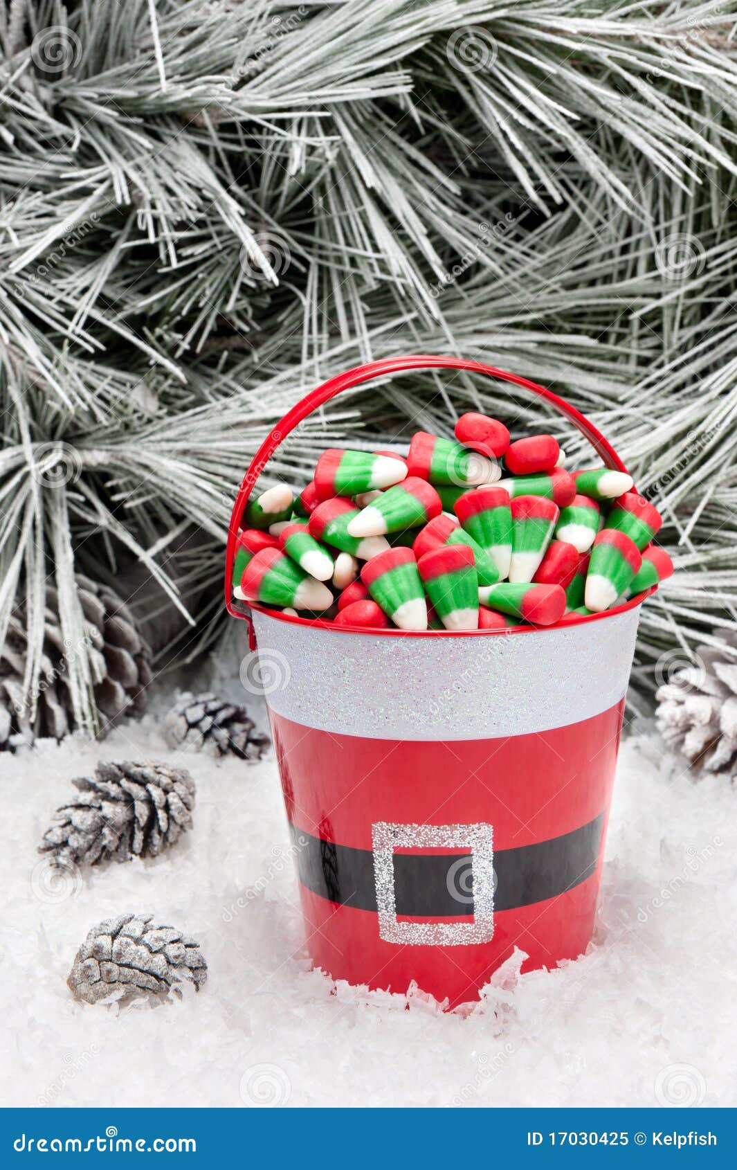Decorative Pail of Christmas Candy Stock Image Image of bucket, color