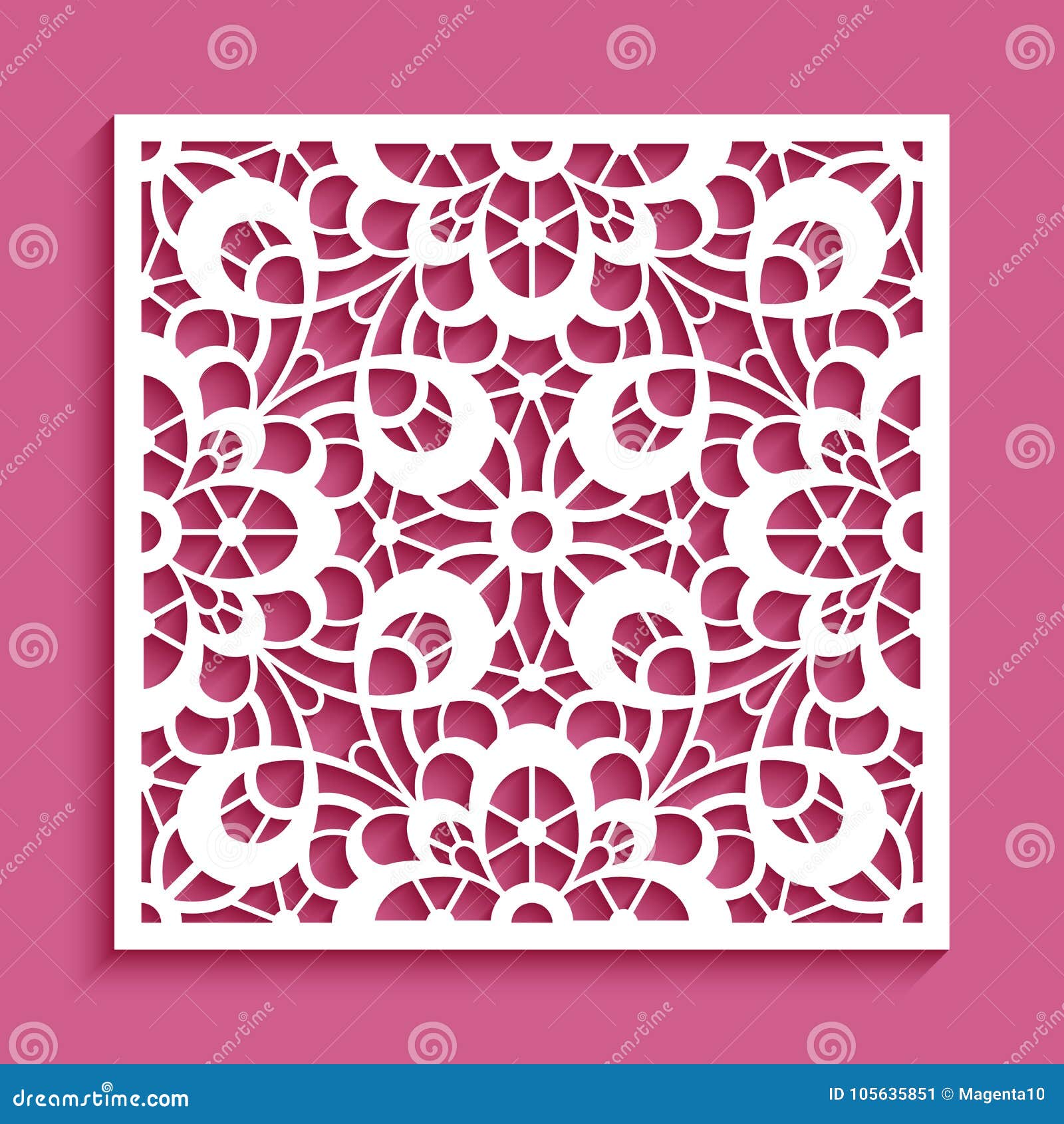 Seamless Paper Cut Lace Floral Pattern On Pink Background Stock