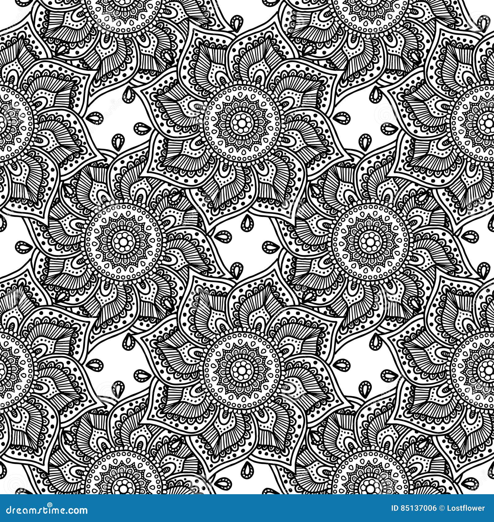 Decorative Pattern for Adult Coloring Book, Wallpapers Hand Drawn ...