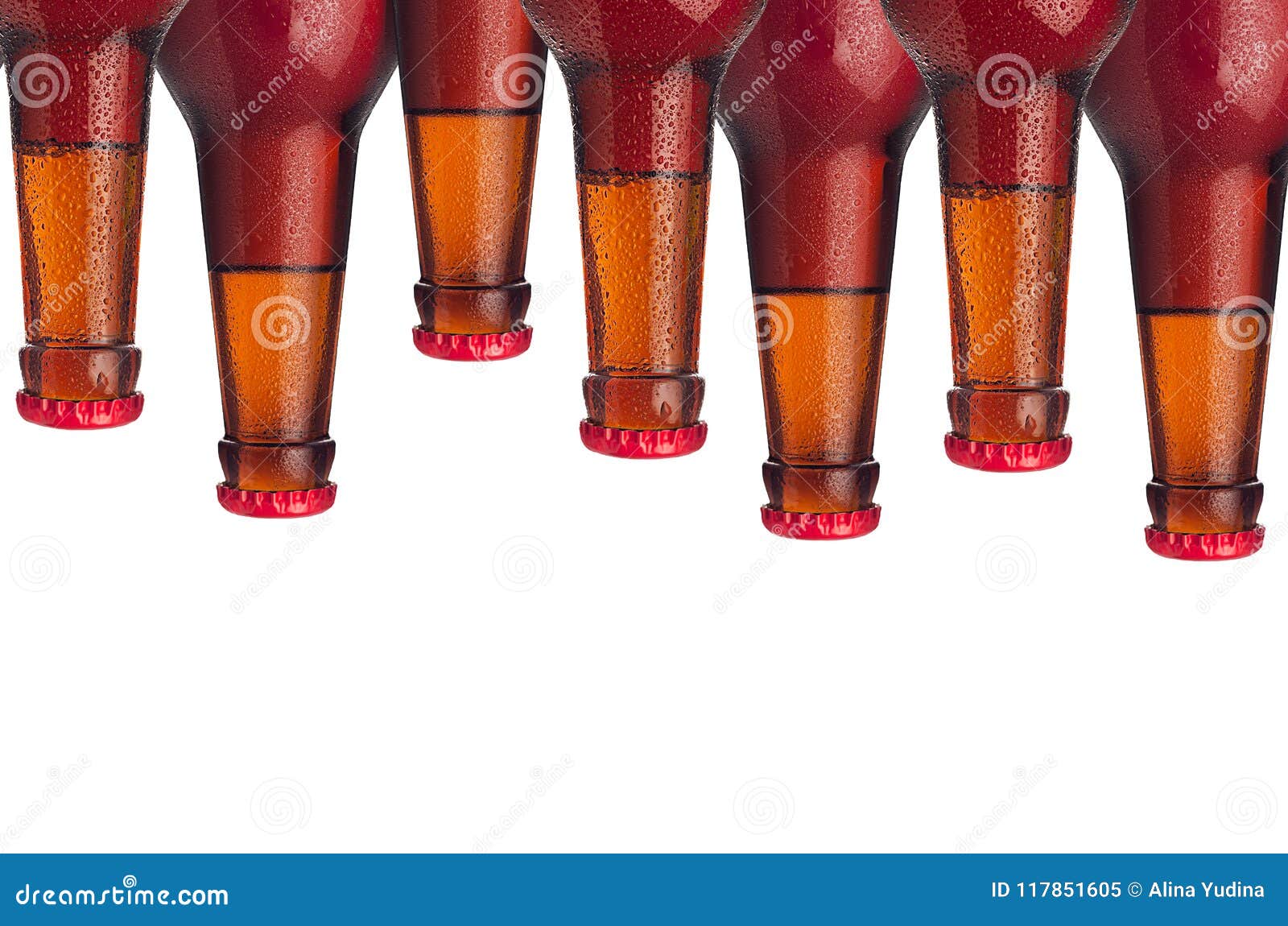 Decorative Pattern of Sealed Lager Beer Bottles with Red Ale and Water