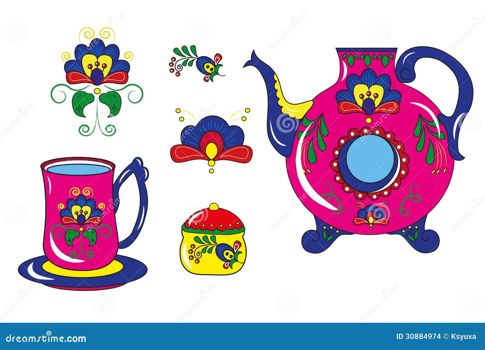 Decorative Patterns on the Dishes Stock Vector - Illustration of bowl ...