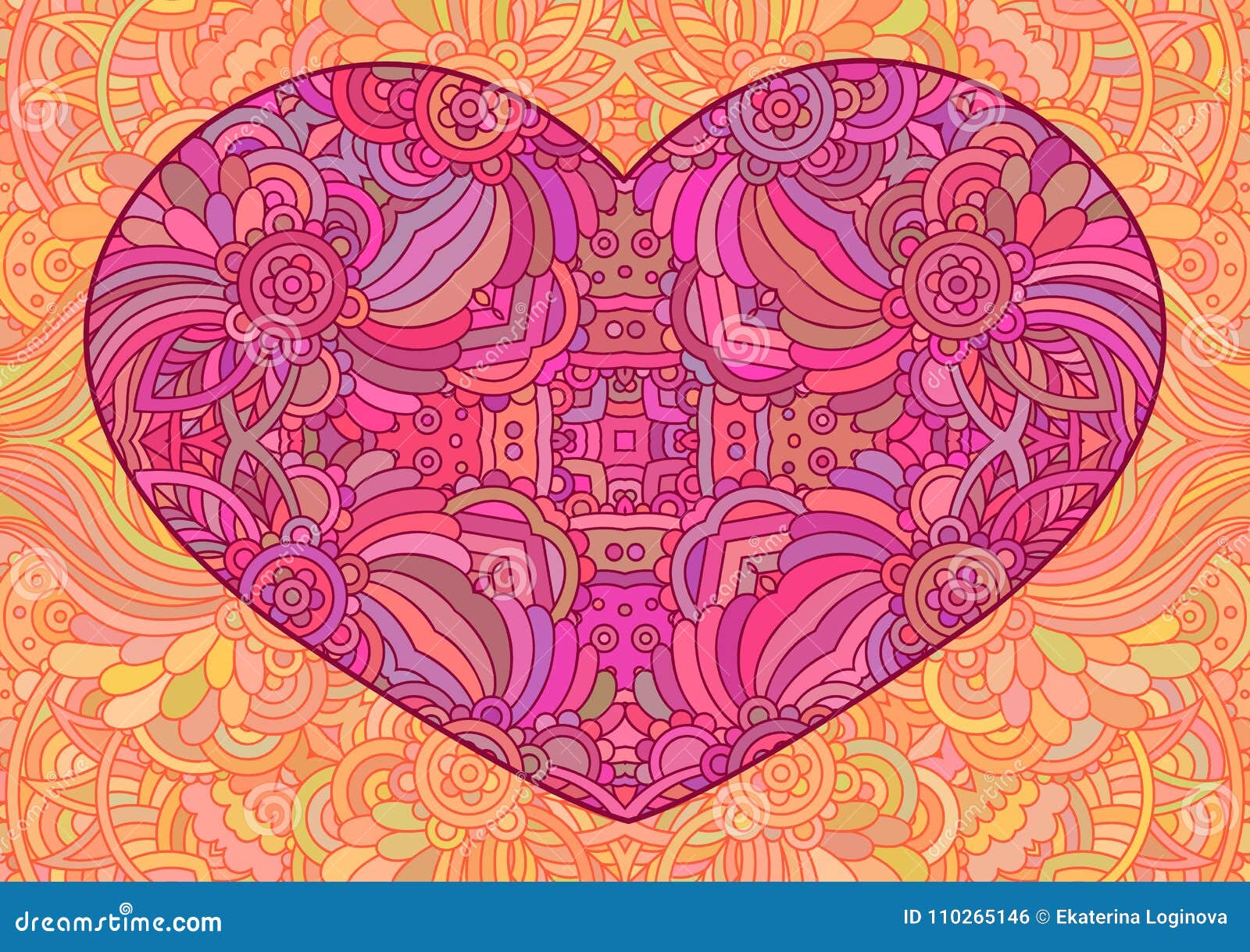 decorative pink heart stock vector illustration of