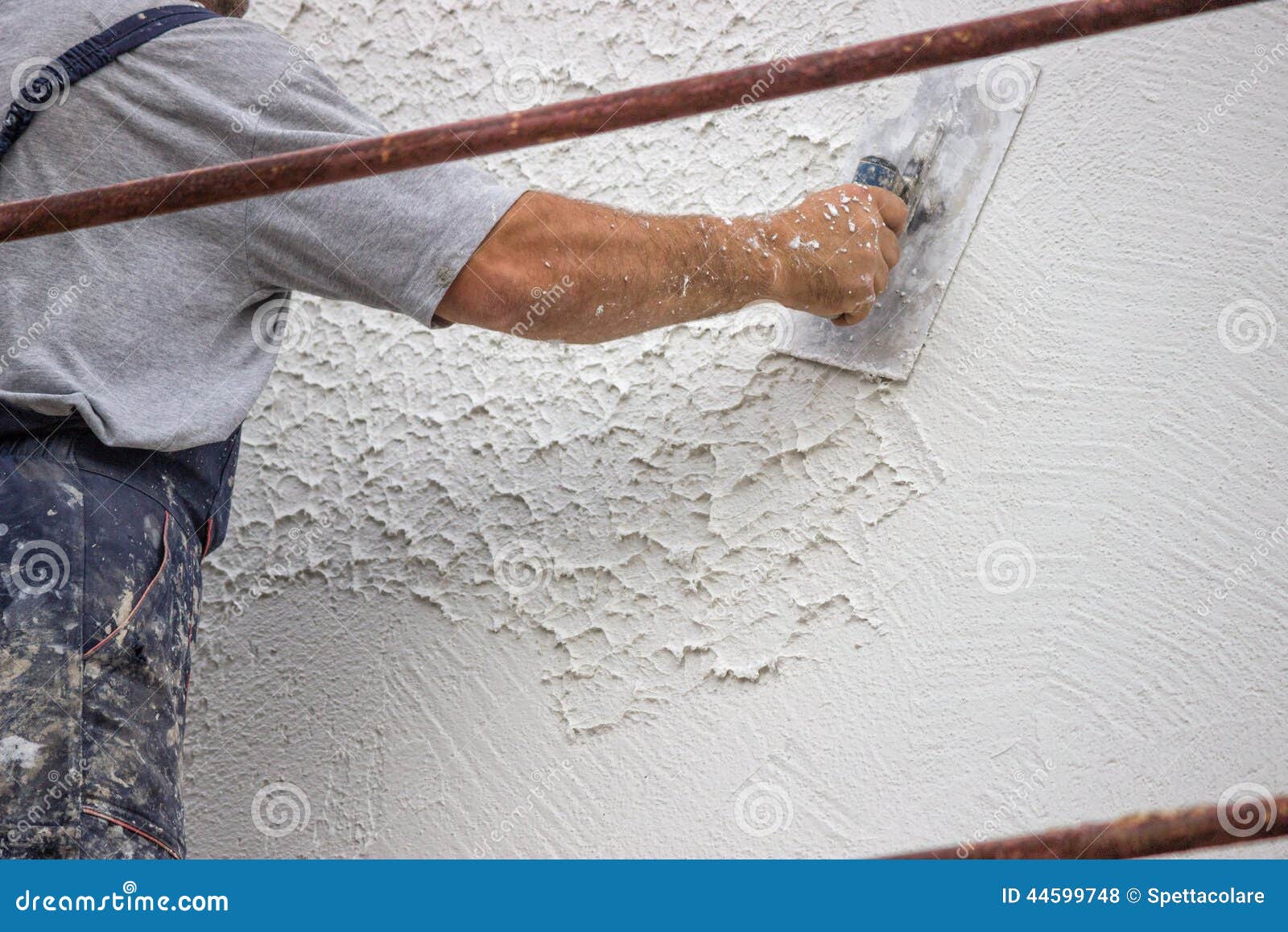 Decorative Plaster Applied on the Surface by a Steel Trowel Stock Photo