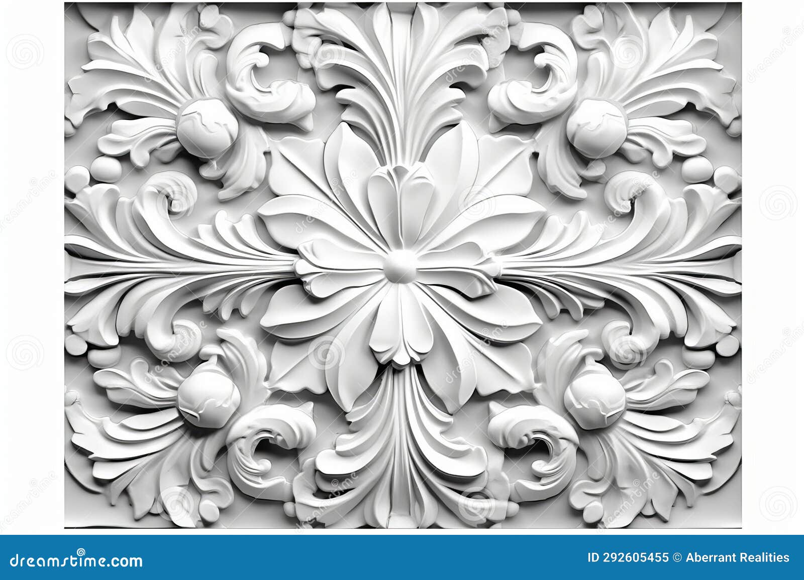 Decorative Plaster Wall Panel with Flowers and Leaves Stock