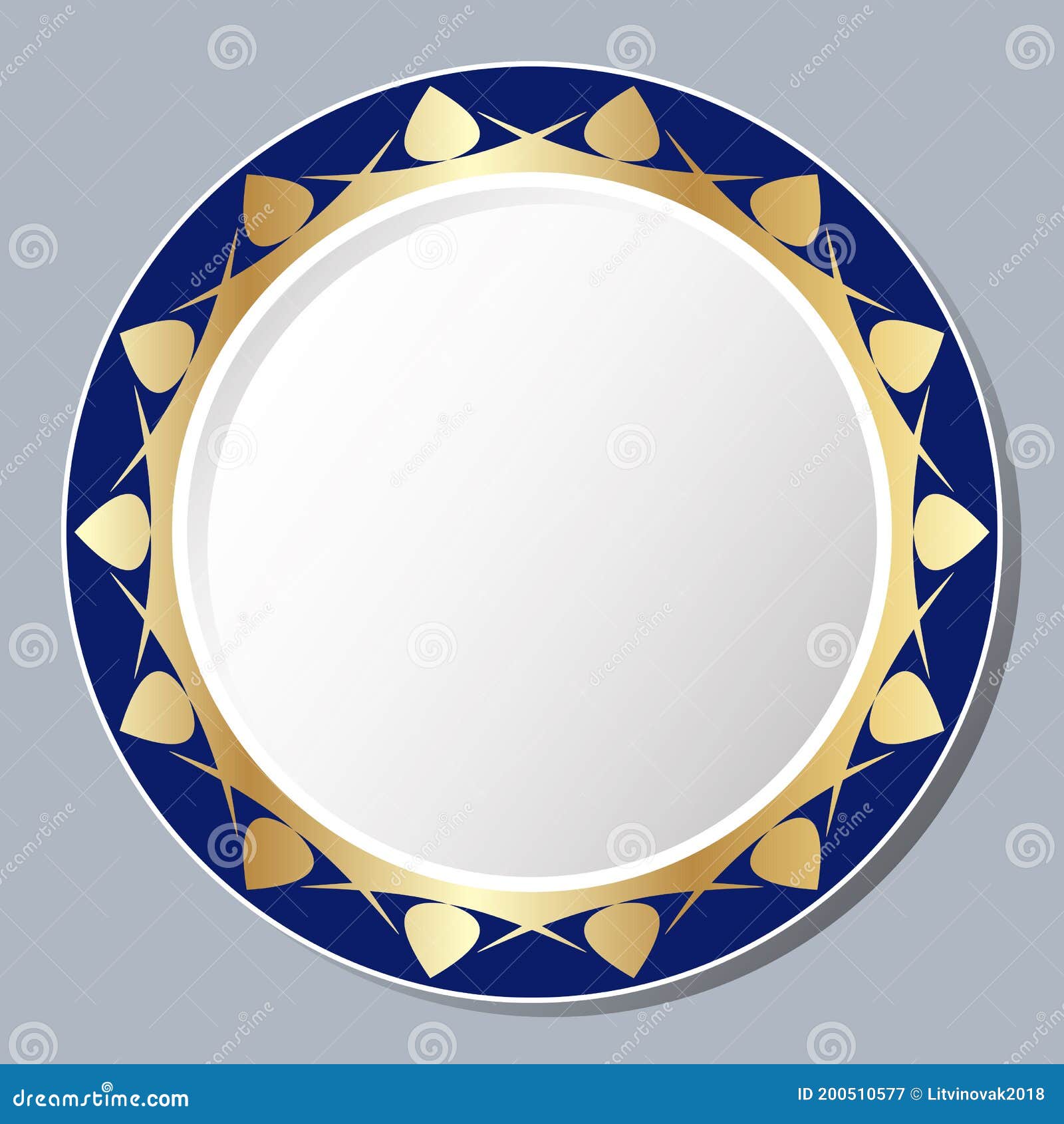 Decorative Plate with Abstract Floral Design. Round Pattern Composition