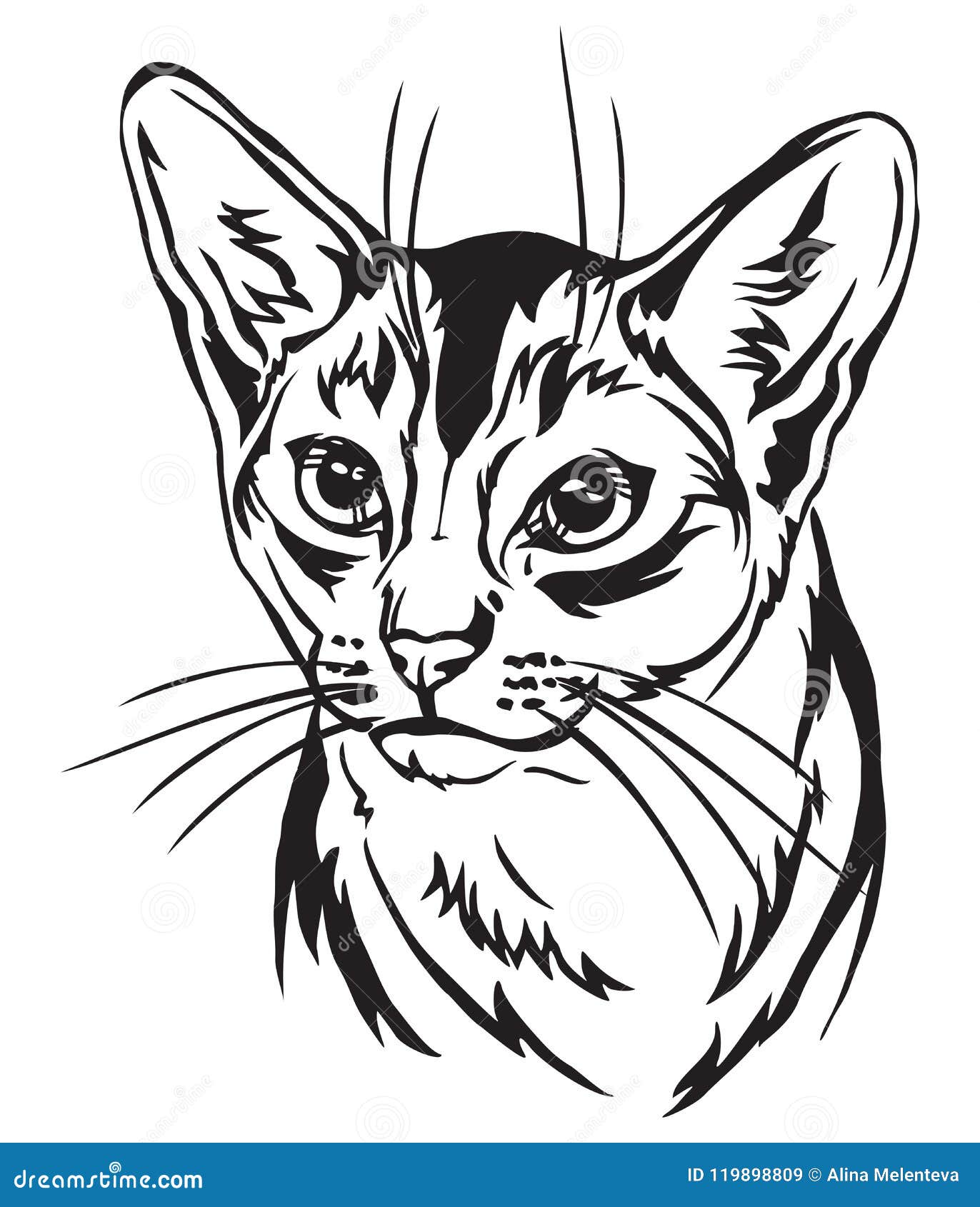 Vector Abyssinian Cat Portrait Vector Art SVG Abyssinian PussyCat Decor Png Abyssinian Cat Clipart Silhouette Sphinx Cat EPS Clip-art