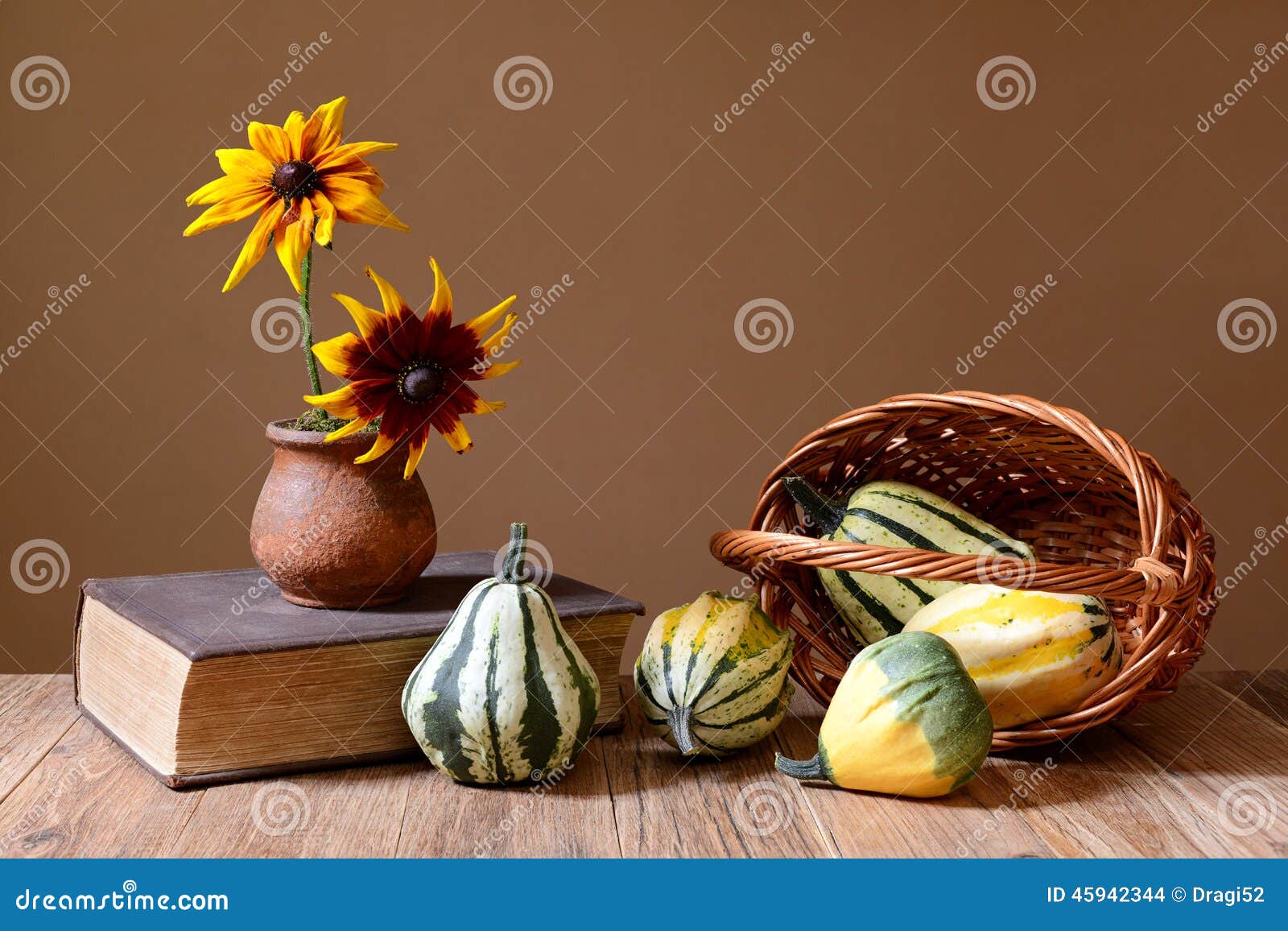 Decorative Pumpkins and Sunflowers in a Vase Stock Photo Image of beautiful, beauty 45942344