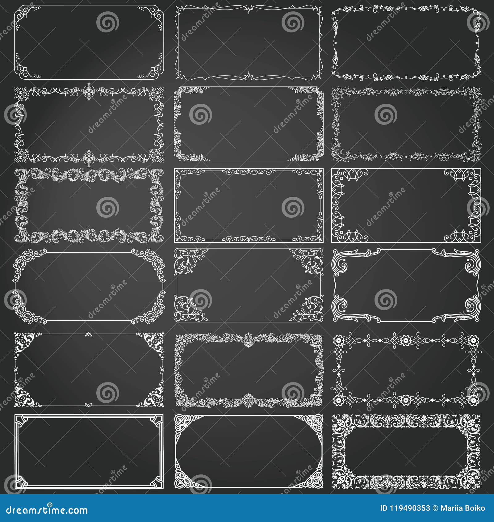 Download Decorative Rectangle Frames And Borders Set Vector Stock ...
