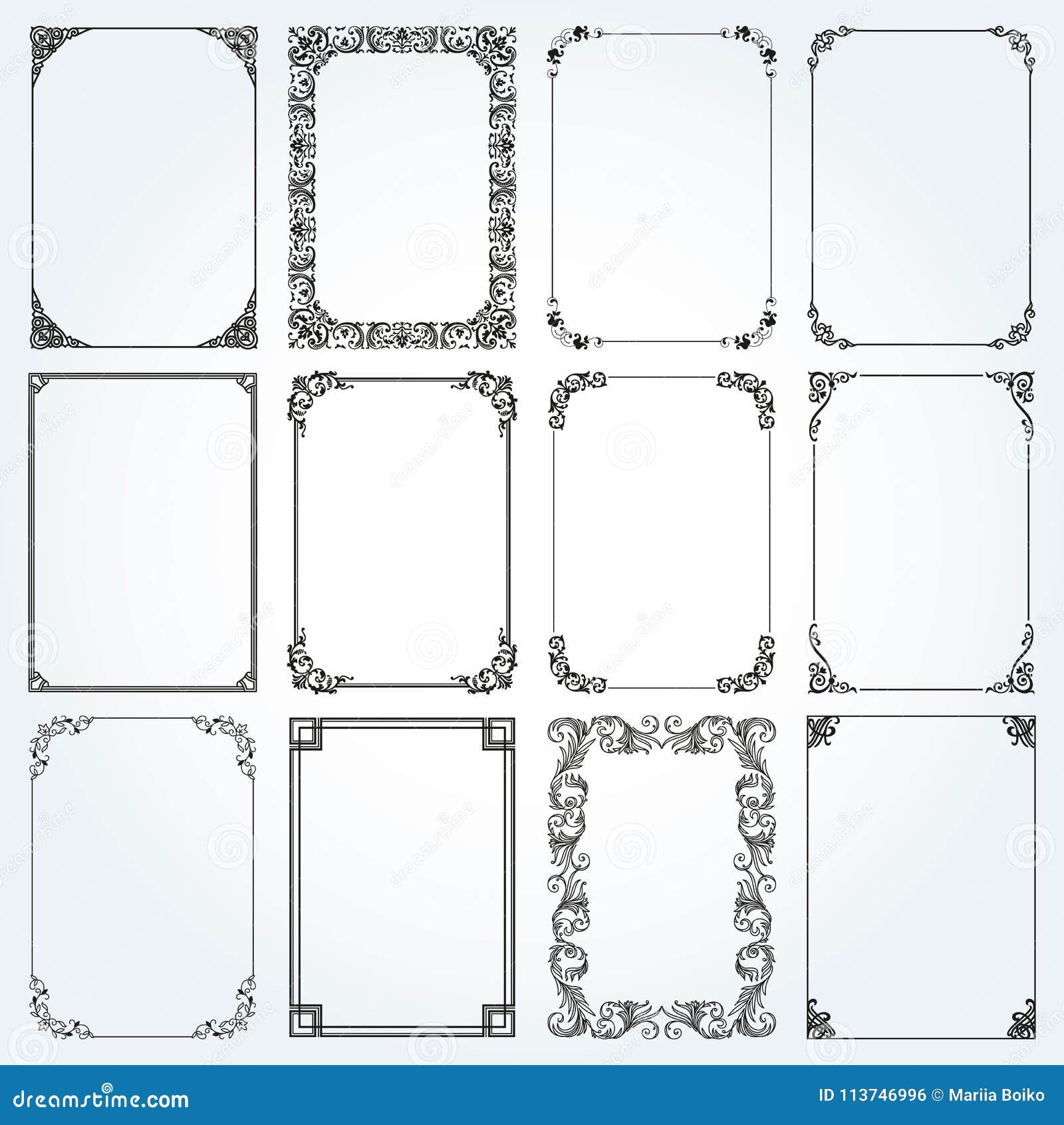 Download Decorative Rectangle Frames And Borders Set Vector Stock ...