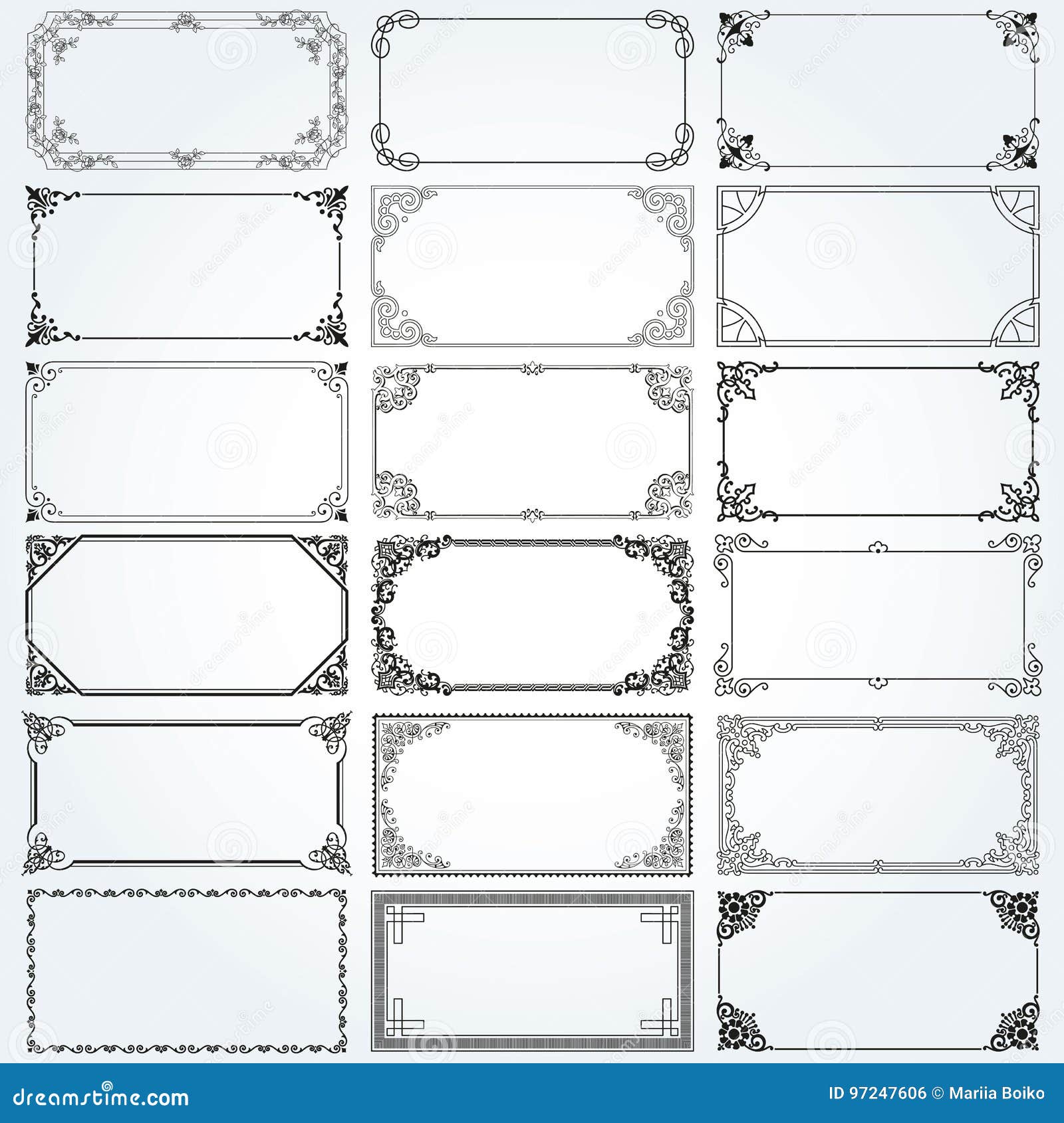 Download Decorative Rectangle Frames And Borders Set Vector Stock ...