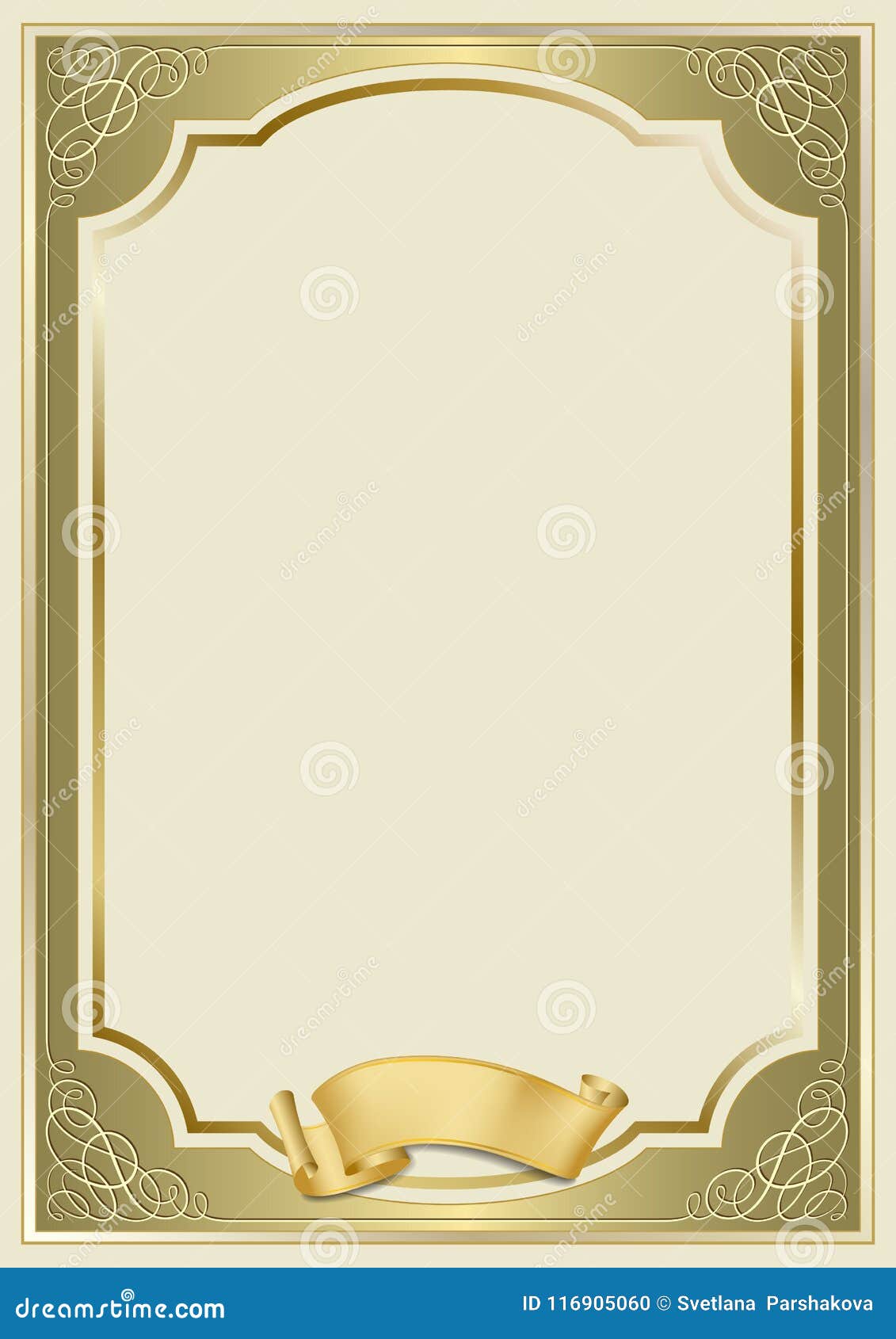 Decorative Rectangular Framework and a Scroll. Stock Vector Intended For Certificate Scroll Template
