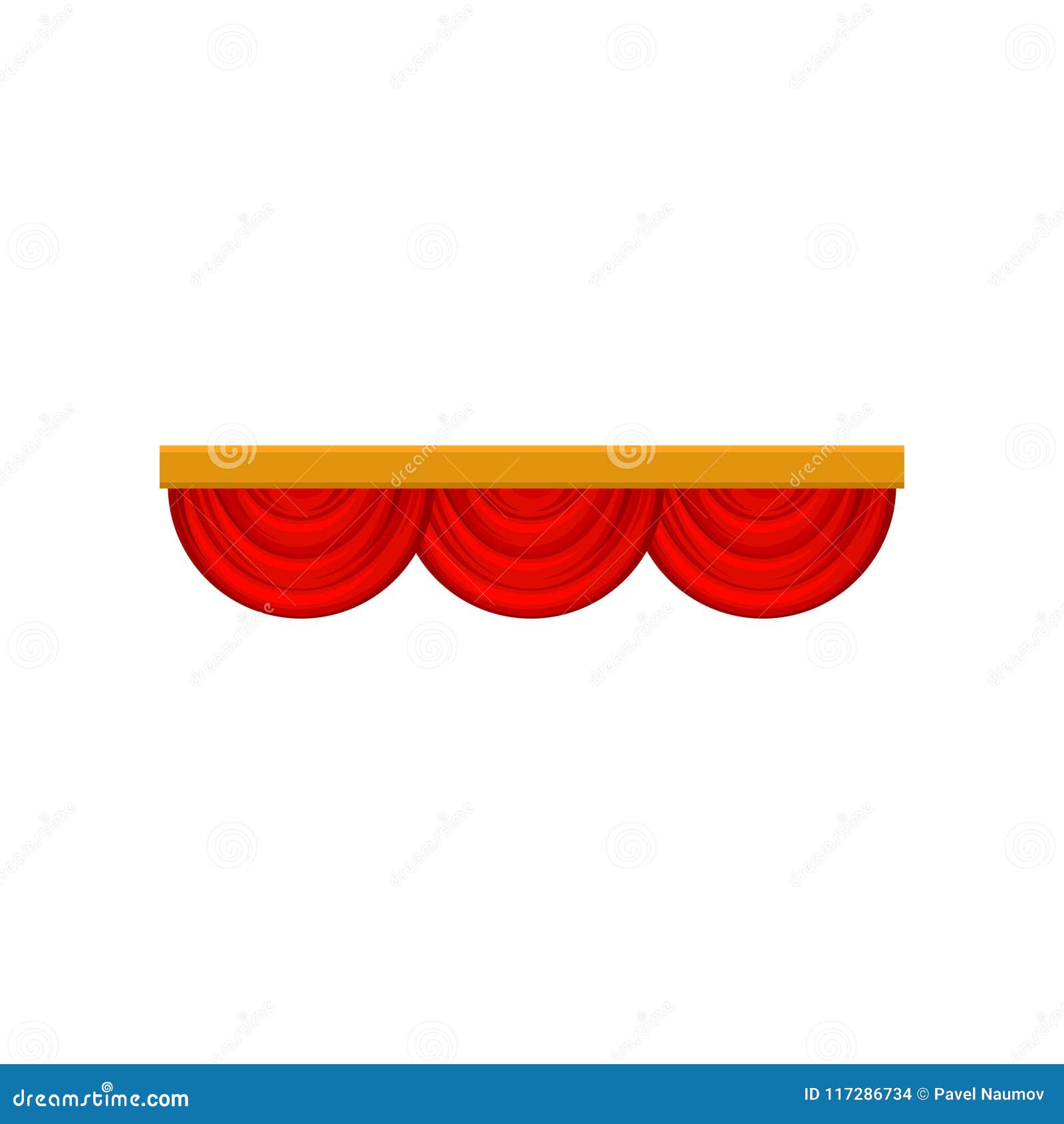 Decorative Red Pelmet Curtain for Theater, Circus or Cinema Stage. Flat ...
