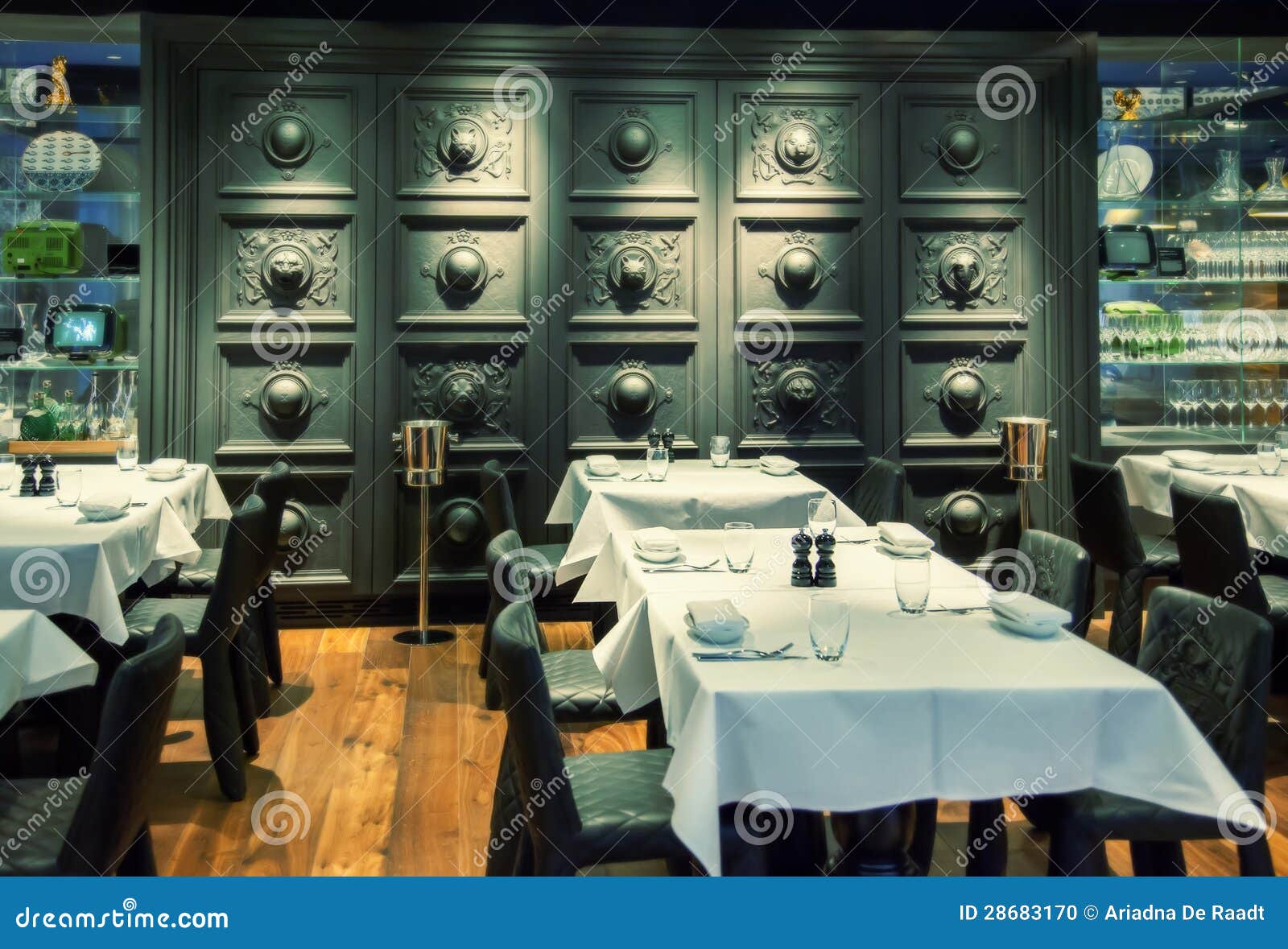 Decorative restaurant wall stock photo. Image of chair 28683170