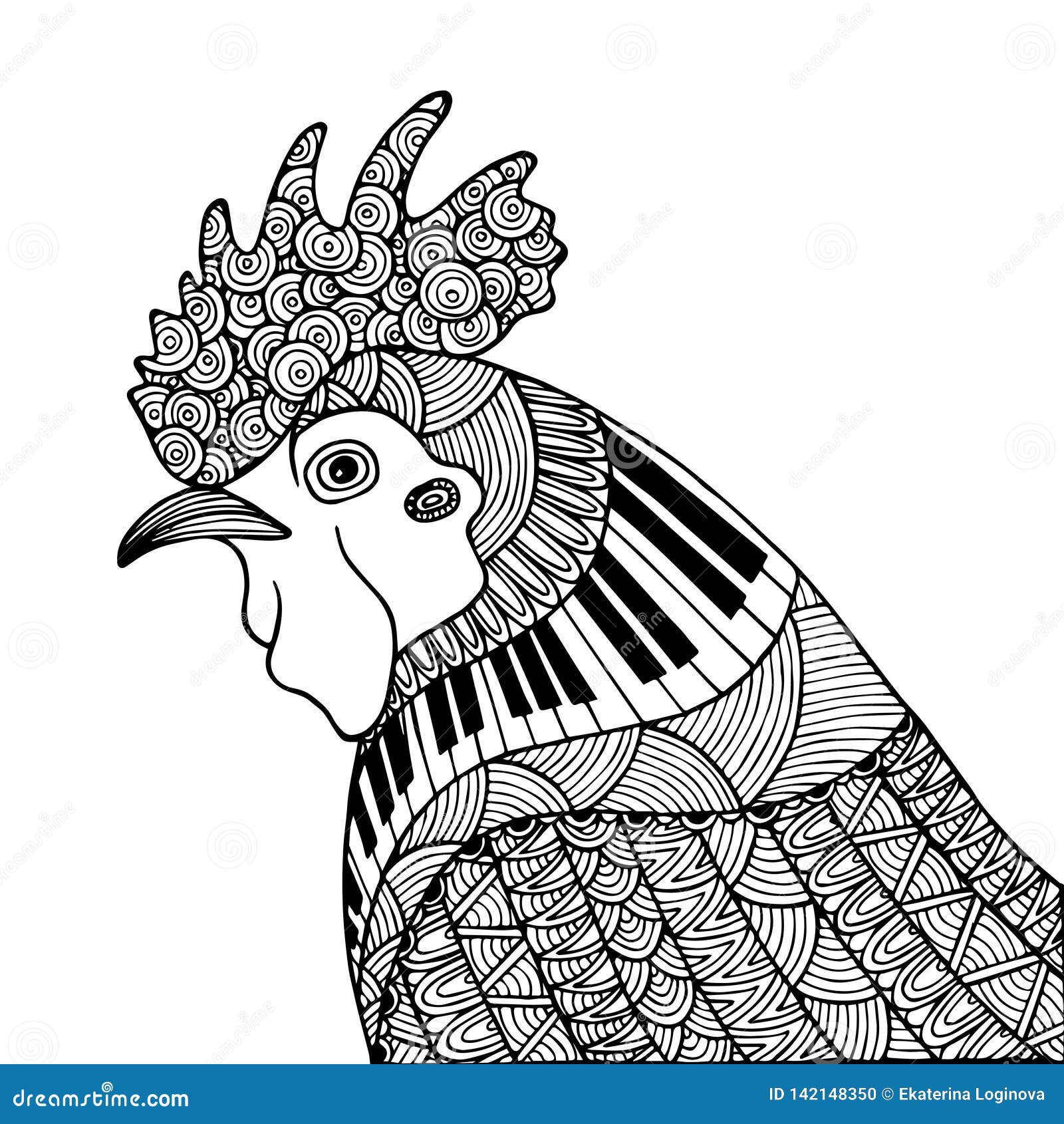 Decorative Zentangle Rooster Stock Vector - Illustration of decorative ...
