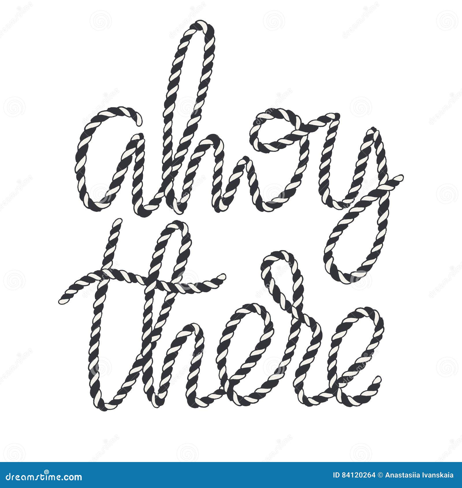 Decorative Rope Hand Lettering Ahoy There Stock Vector Illustration Of Loop Clipart