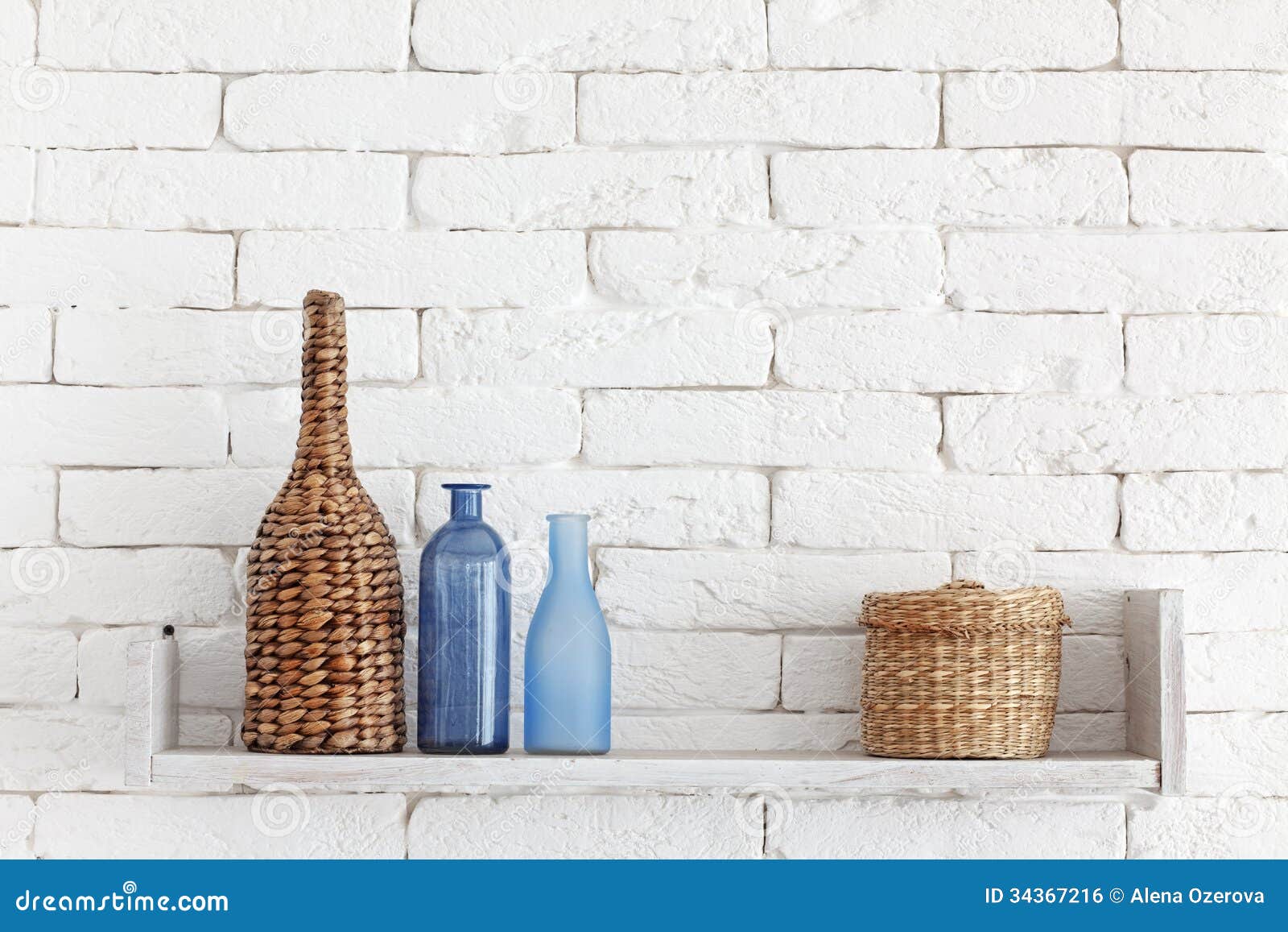 Decorative shelf stock photo. Image of brick, bamboo 34367216