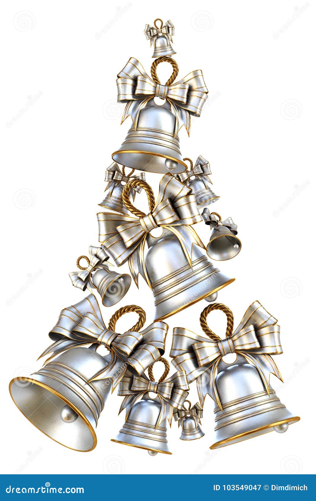Decorative Silver Bells for Christmas and New Year. Stock Illustration